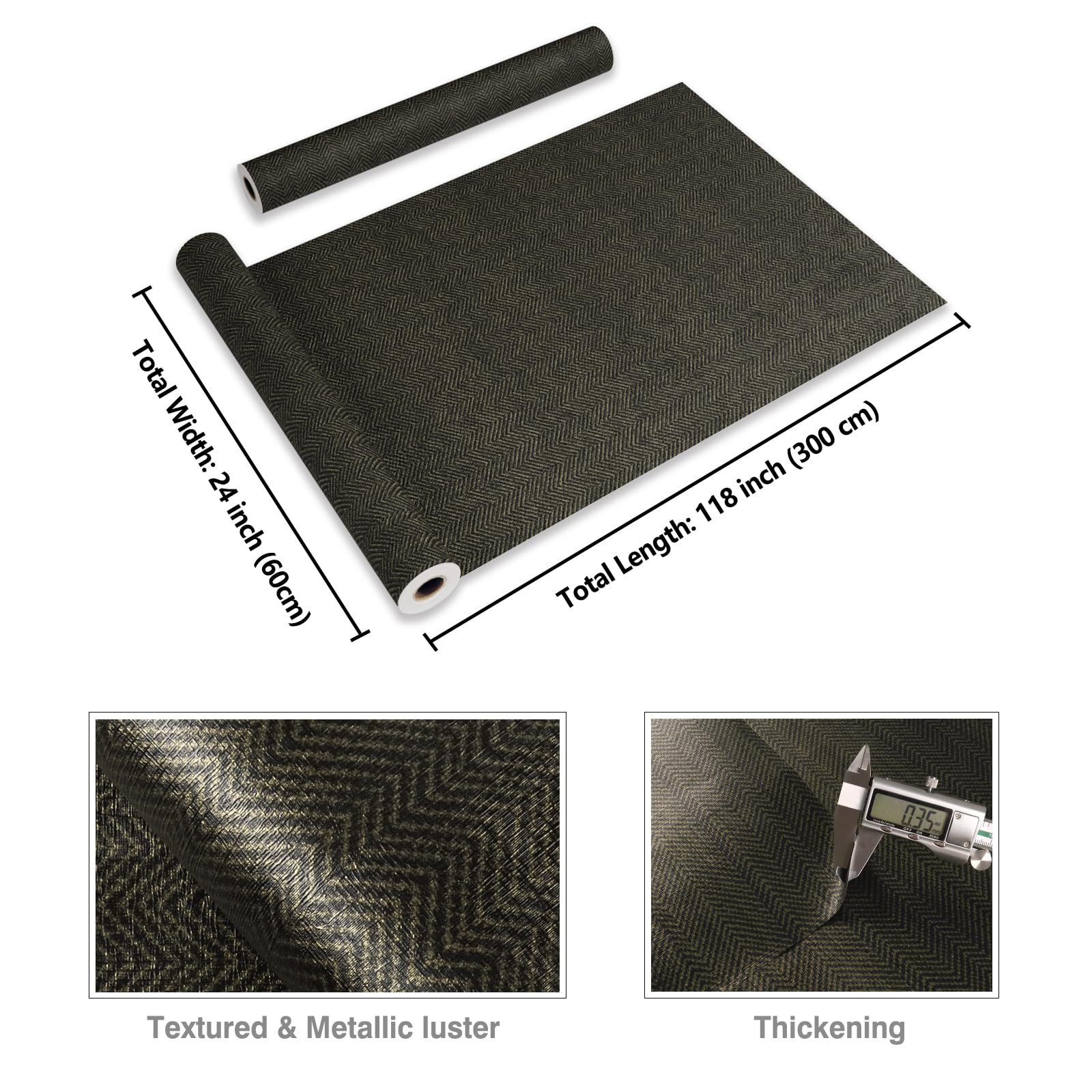 CRE8TIVE 24"x118" Black Gold Grasscloth Wallpaper Textured Wallpaper