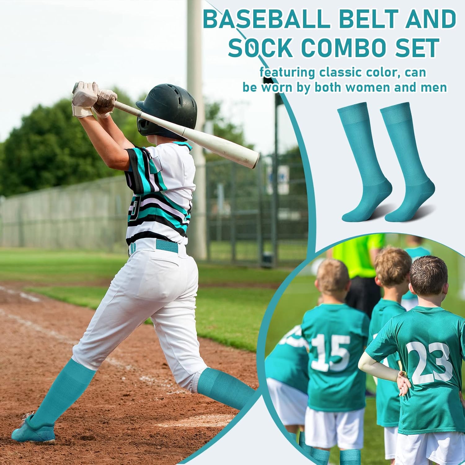 Zhanmai Baseball Belt and Socks Combo Adjustable Softball Socks and Elastic Waist Belt for Youth Boys Girls, Adult - Image 4