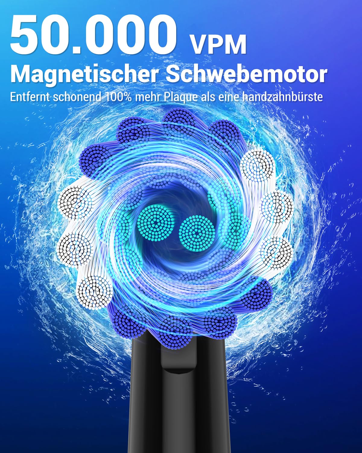 Rotierend Elektrische Zahnbürsten für Erwachsene und Kinder mit 10 Aufsteckbürste, Electric Toothbrush mit Wandhalterung Ladestation, 5 Putzmodi, 60 Tage Akkulaufzeit (Schwarz+Weiß) | 10 Aufsteckbürste, Wandhalterung Ladestation, Reiseetui, 5 Putzmodi, 60
