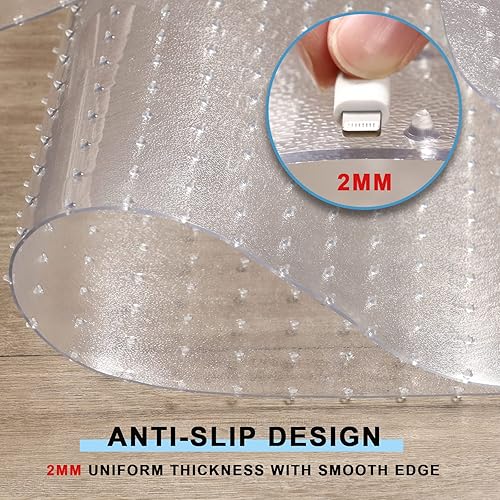 Miniatura 3 de Tapete para silla de 46 x 60 pulgadas, para suelo, computadora, silla de oficina, escritorio, transparente, protector para suelos bajos y sin pelo