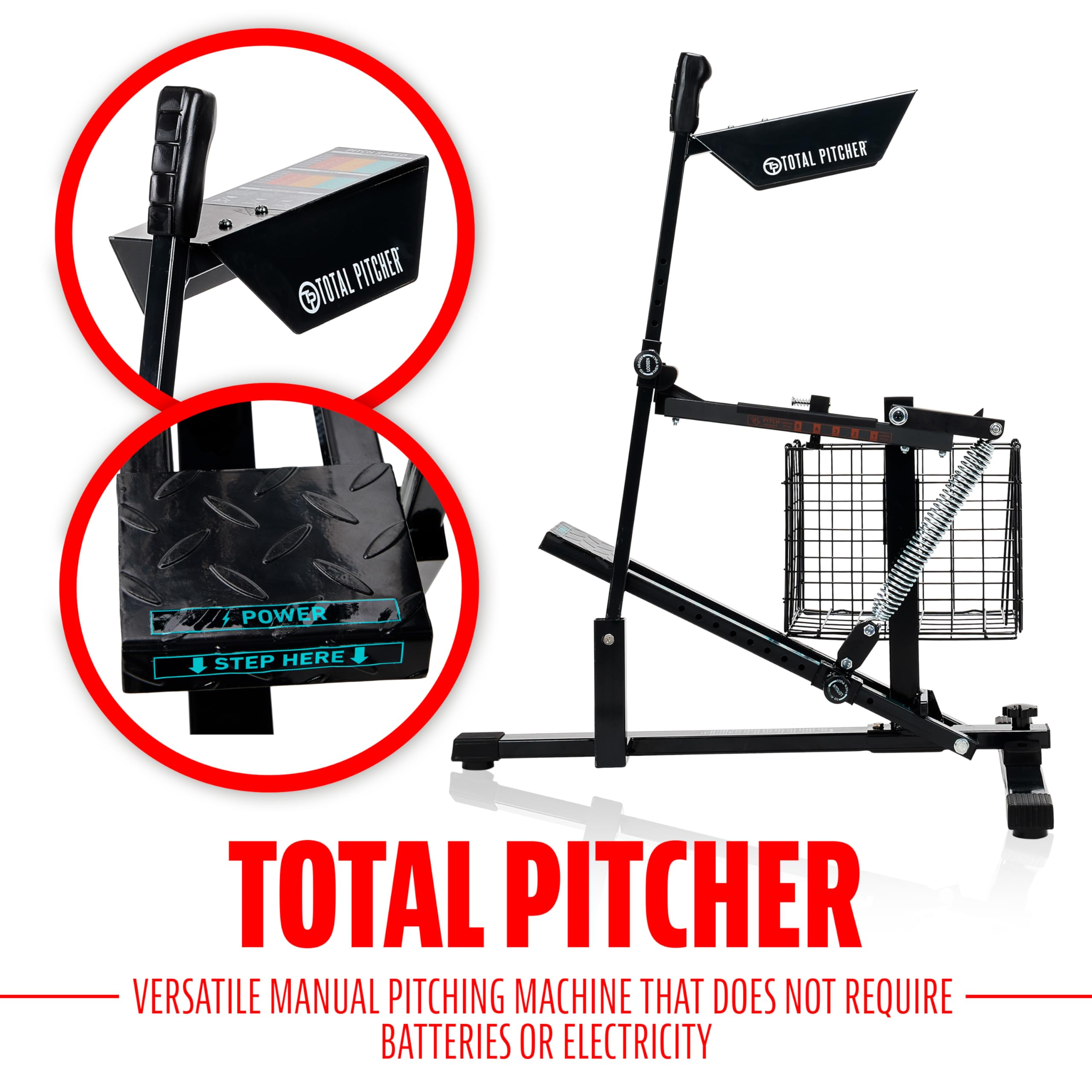Franklin Sports Total Pitcher Baseball + Softball Training Aid - Pitching Machine + Ball Launcher for Batting + Fielding Practice - Spring Loaded Portable Pitching Machine for Backyard + Batting Cage