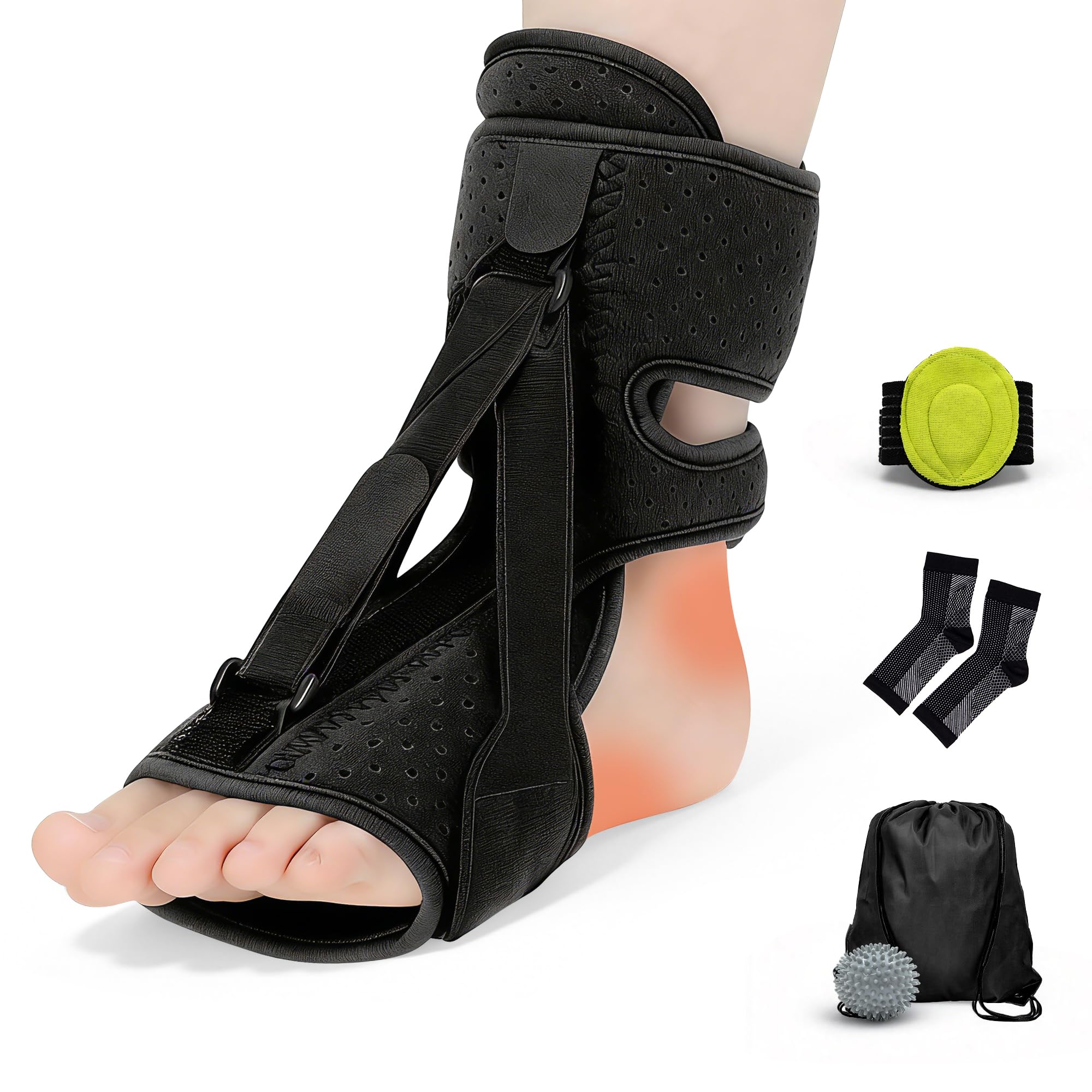 Tongdayi Upgrade Plantar Fasciitis Night Splint and Brace,plantar fasciitis relief with Soft Memory Foam Pad,achilles tendonitis brace for Women & Men