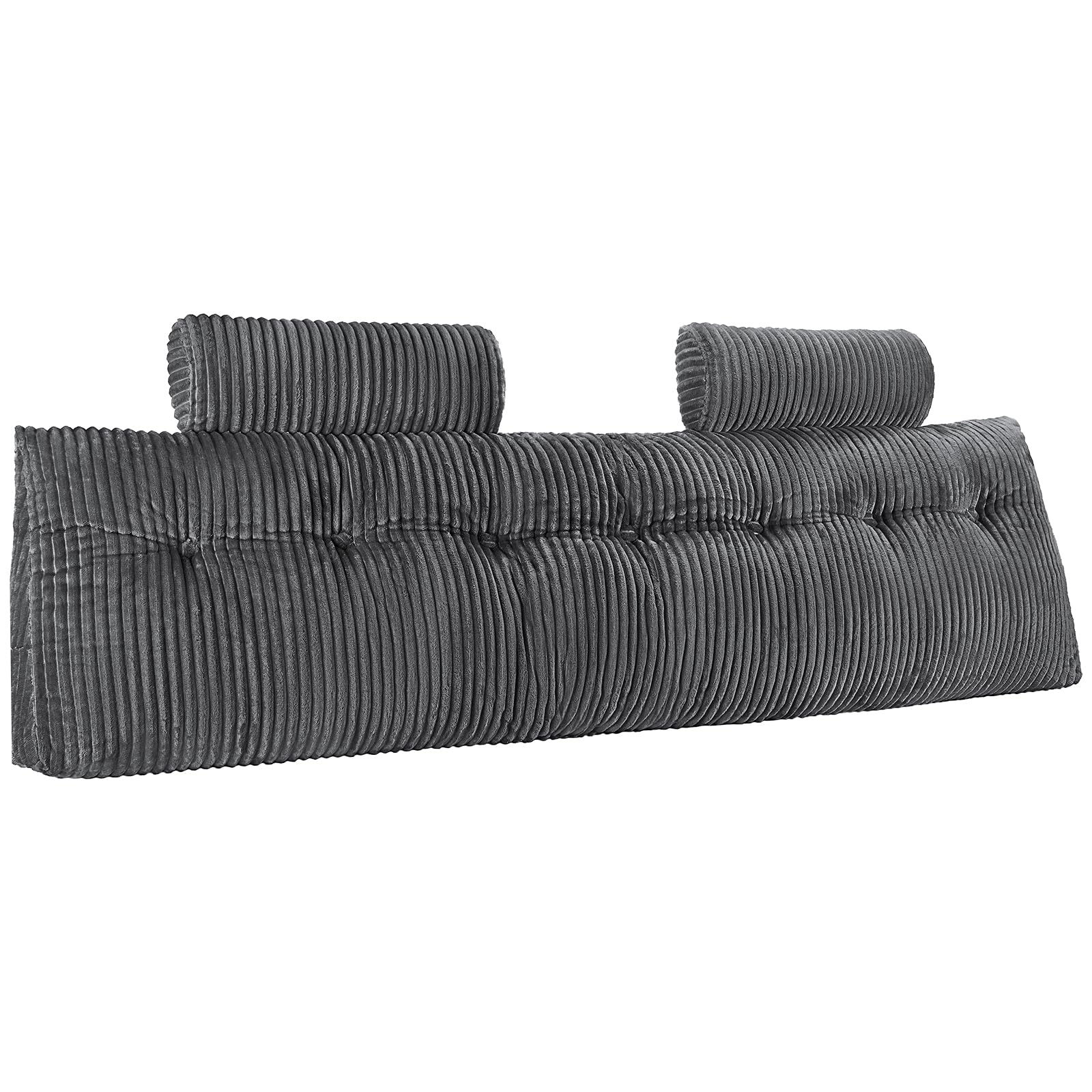 VEVOR Poduszka na zagłówek w rozmiarze king size, z 2 kieszeniami bocznymi i 2 zagłówkami, poduszka klinowa do łóżka, z zmywalną tkaniną flanelową, do czytania, gier, odpoczynku, pracy w łóżku, szara