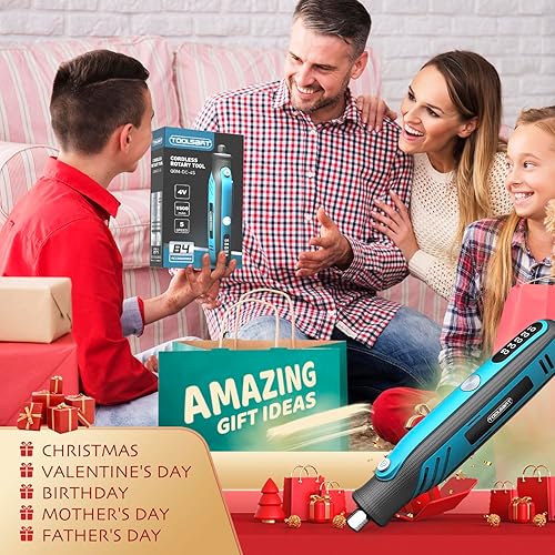 Miniatura 7 de TOOLSBAT Kit de herramientas rotativas inalámbricas  Herramientas rotativas eléctricas de 5 velocidades con 84 accesorios, herramienta rotativa de