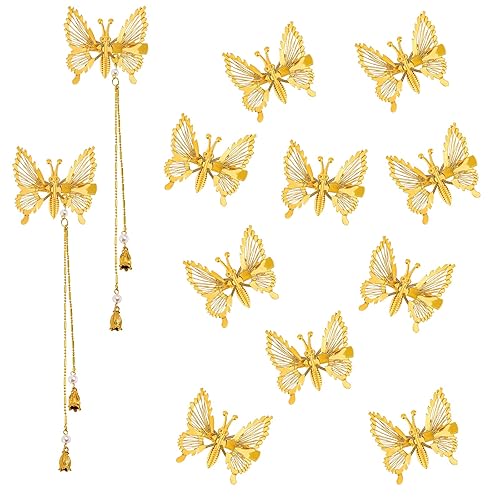 Pinzas para el cabello de mariposa en movimiento 3D, pinzas de mariposa con borla de metal, horquillas para el cabello, accesorios para mujeres y
