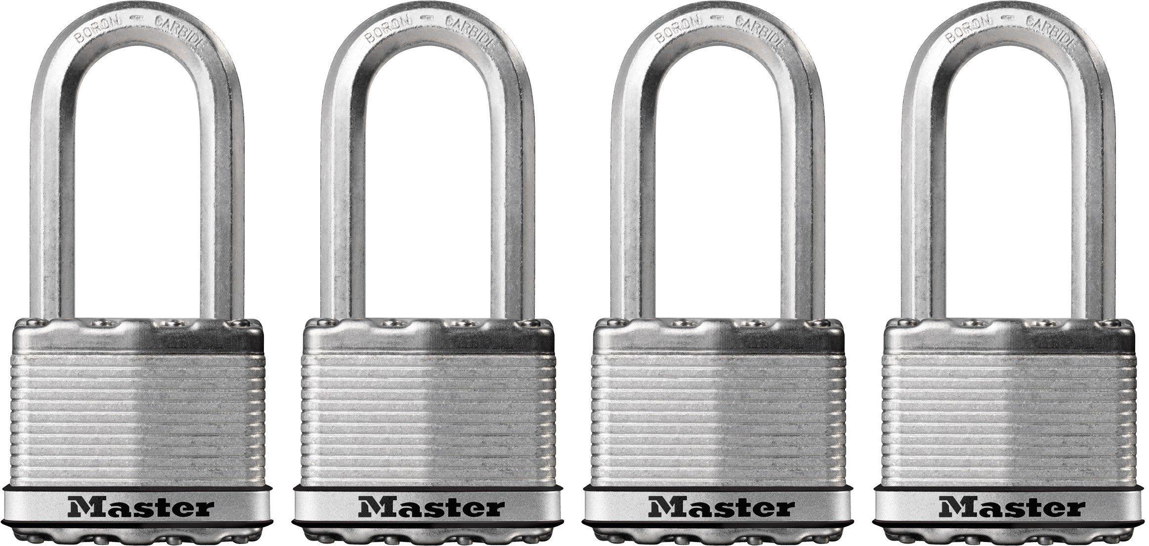 Master LockM5XQLH Magnum Heavy Duty Outdoor Padlock with Key, 4 Pack Keyed-Alike