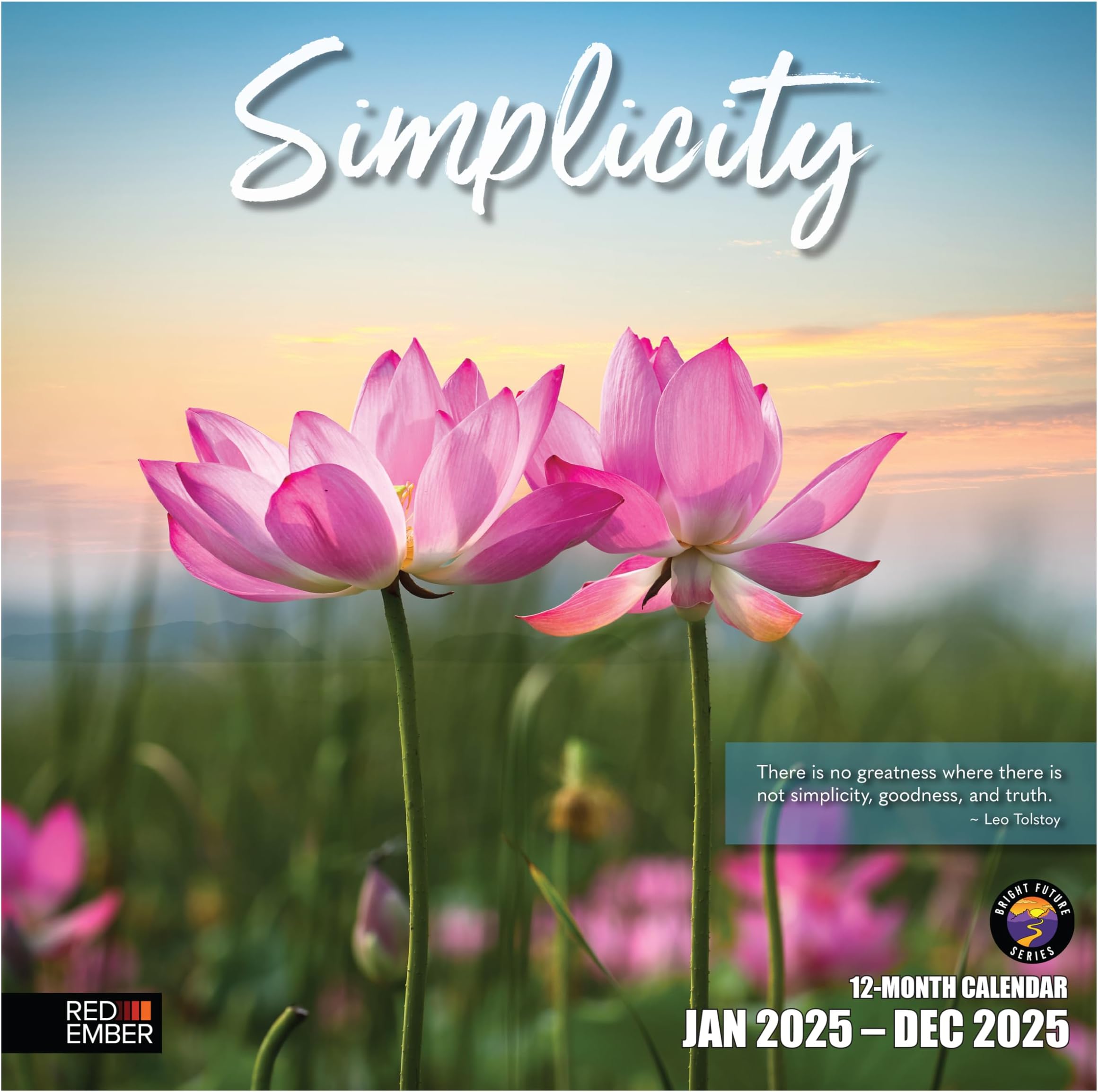 RED EMBER Simplicity with Inspirational Quotes 2025 Wall Calendar 12 Month | 12" x 24" Open | Thick & Sturdy Paper | Giftable | Calendar 2025