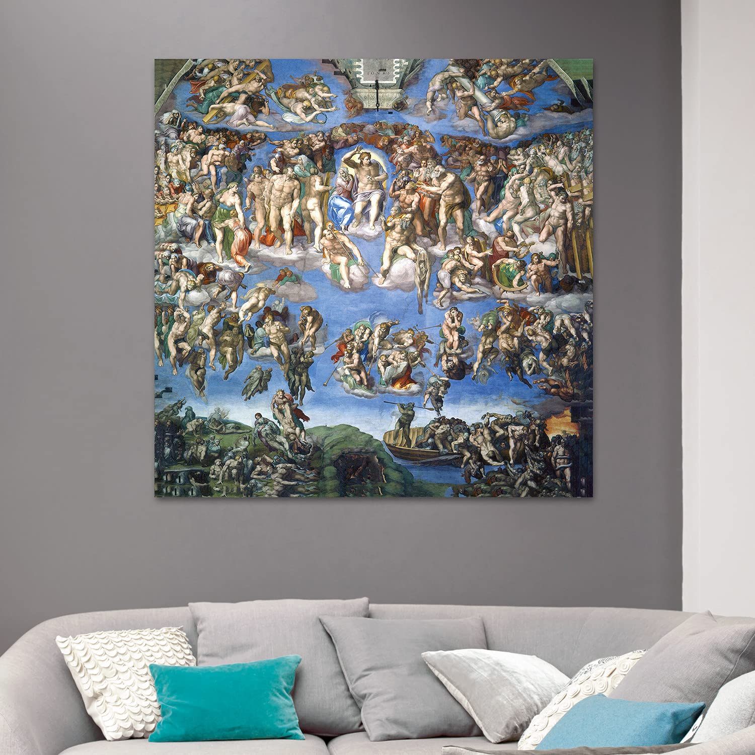 Giallobus - Quadro - Michelangelo - Giudizio universale - Vetro acrilico Plexi - 100x100 - Pronto da appendere - Quadri moderni per la casa