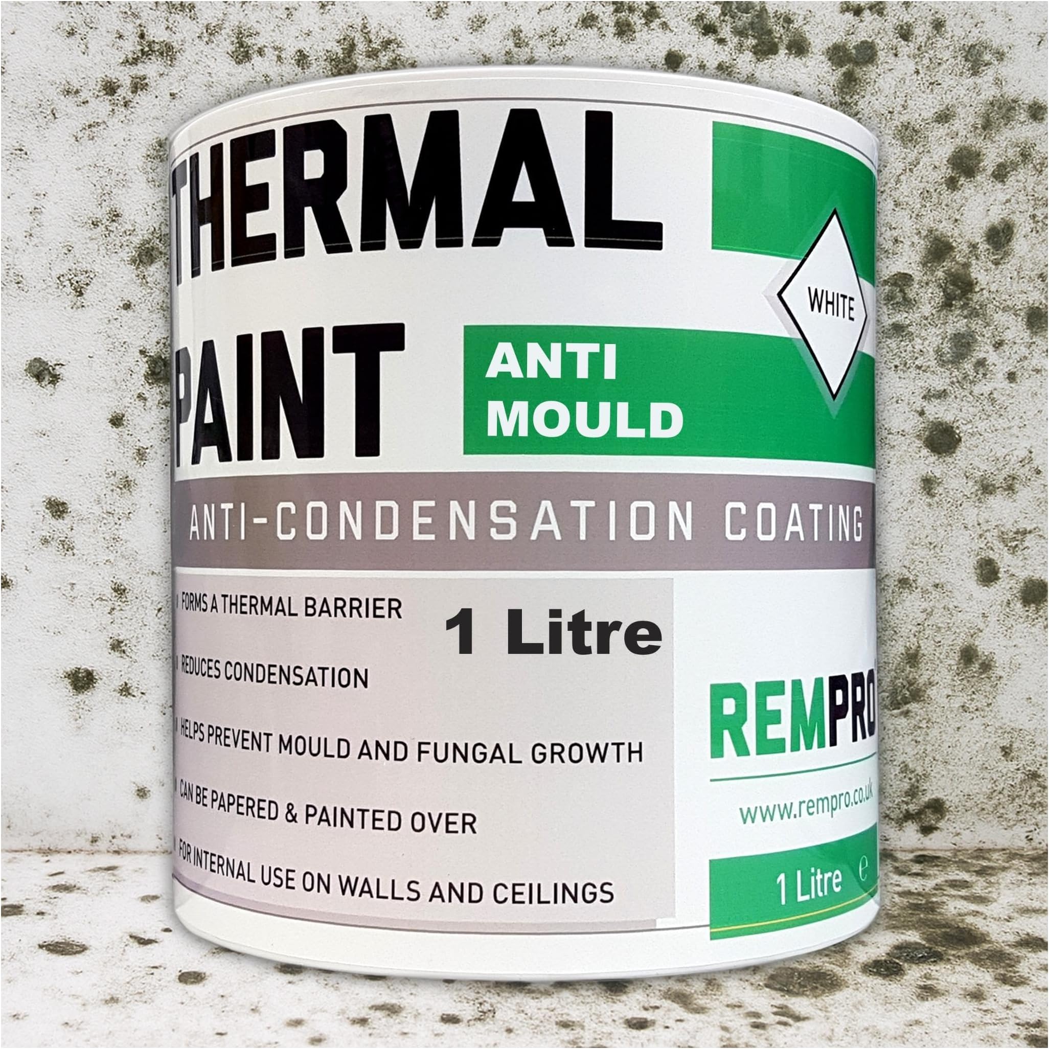 Thermal Paint 1Litres - Anti Mould & Anti Condensation Insulating with Glass Bubble Technology (Textured Finish)