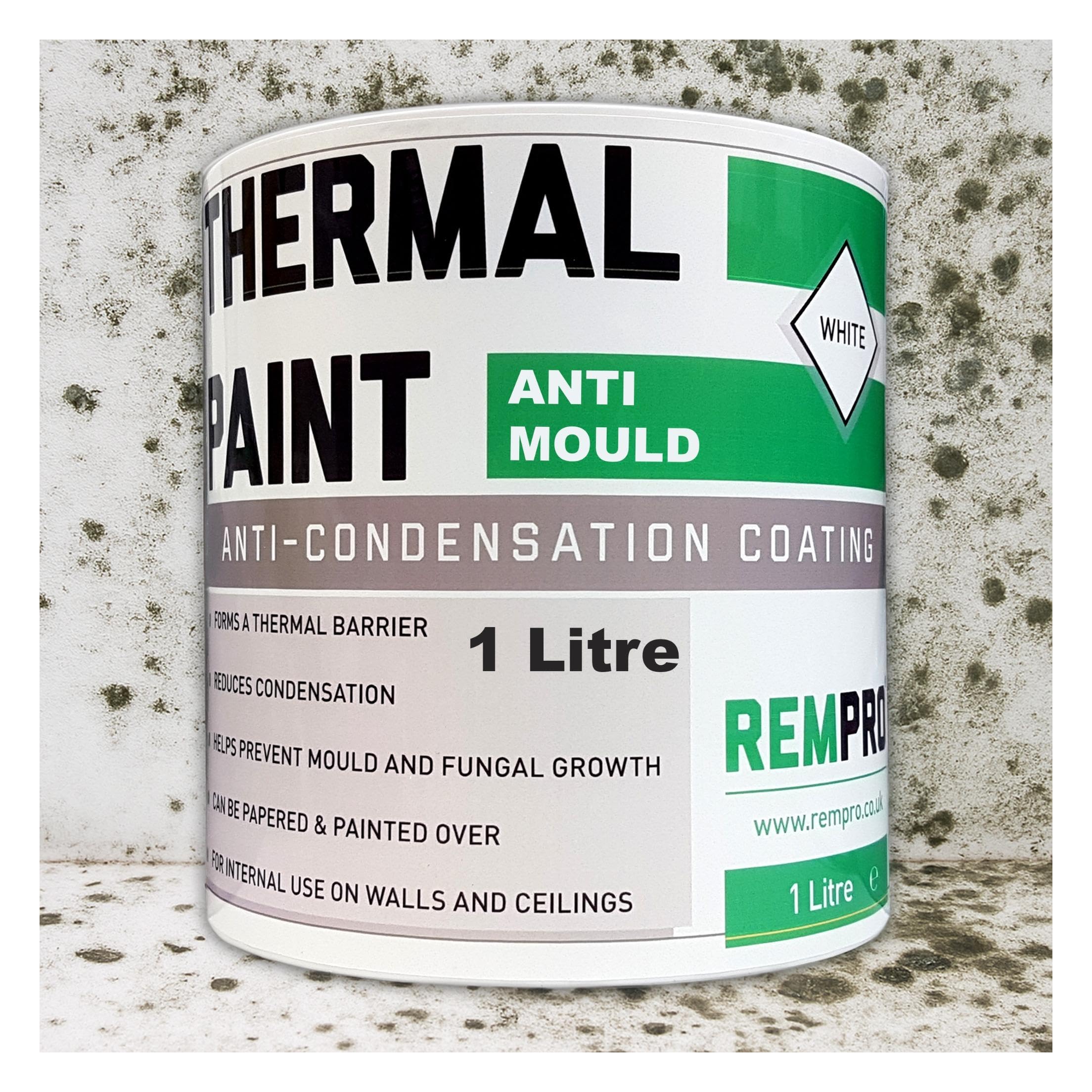 Thermal Paint 1Litres - Anti Mould & Anti Condensation Insulating with Glass Bubble Technology (Textured Finish)