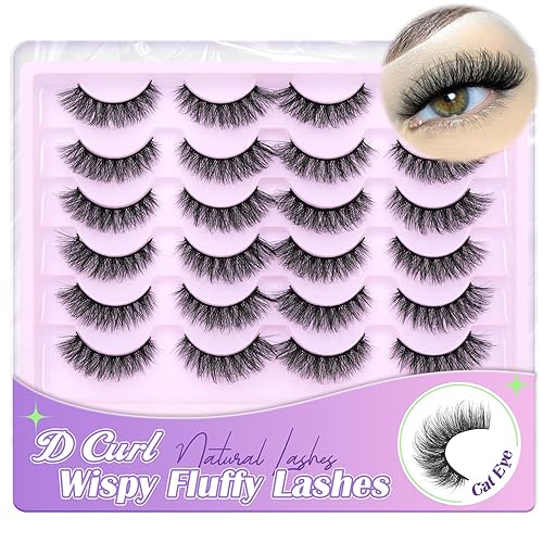 Pestañas postizas naturales de visón, pestañas postizas de ojo de gato, pestañas postizas onduladas, pestañas postizas rizadas en D, paquete de 12