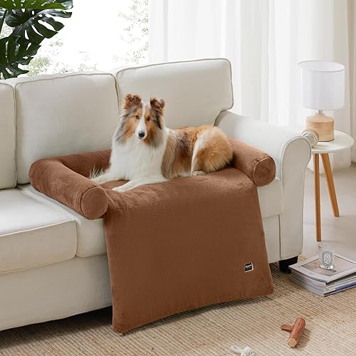 Miniatura 9 de Allisandro Cama antiansiedad para mascotas, cómoda cama protectora de muebles para perro, funda de sofá de piel sintética esponjosa, impermeable y