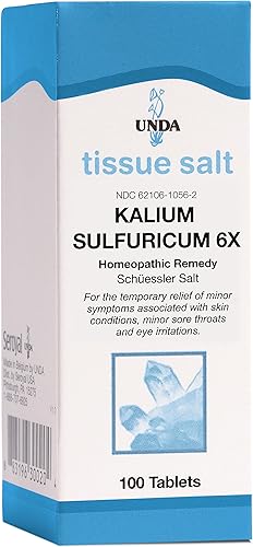 Miniatura 1 de UNDA Kalium Sulfuricum 6X | Remedio homeopático apoya el alivio temporal de los síntomas menores asociados con la irritación de la piel | 100