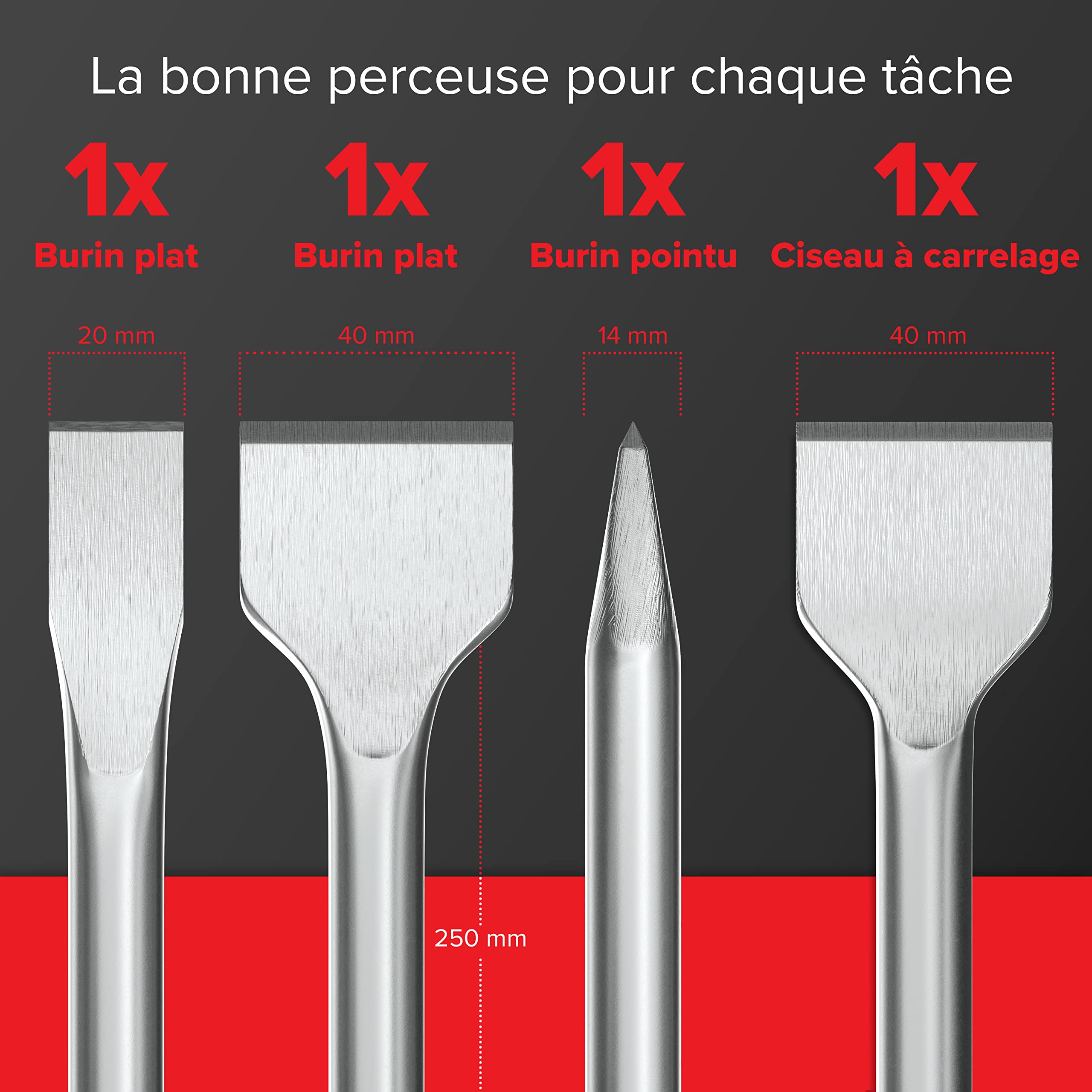 Set Burin SDS Plus - Avec Burin Carrelage - Emballé Dans Une Boite Rotative Pratique 98919774