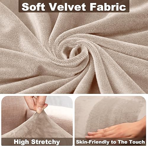 Miniatura 3 de NAISI Funda para sofá seccional, 1 pieza, funda de terciopelo separada, funda de sofá suave y elástica para sofá seccional izquierdoderecho (diván,