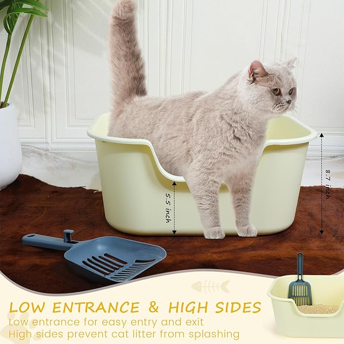 The open top design and low entry make it easy for cats of all sizes to access the litter box, while the included scoop allows for quick and efficient waste removal. These litter boxes provide a clean and hygienic environment for your feline friend, helping to maintain their health and well-being. Whether you have one cat or multiple, these litter boxes are a practical and useful addition to any cat owner's home.
