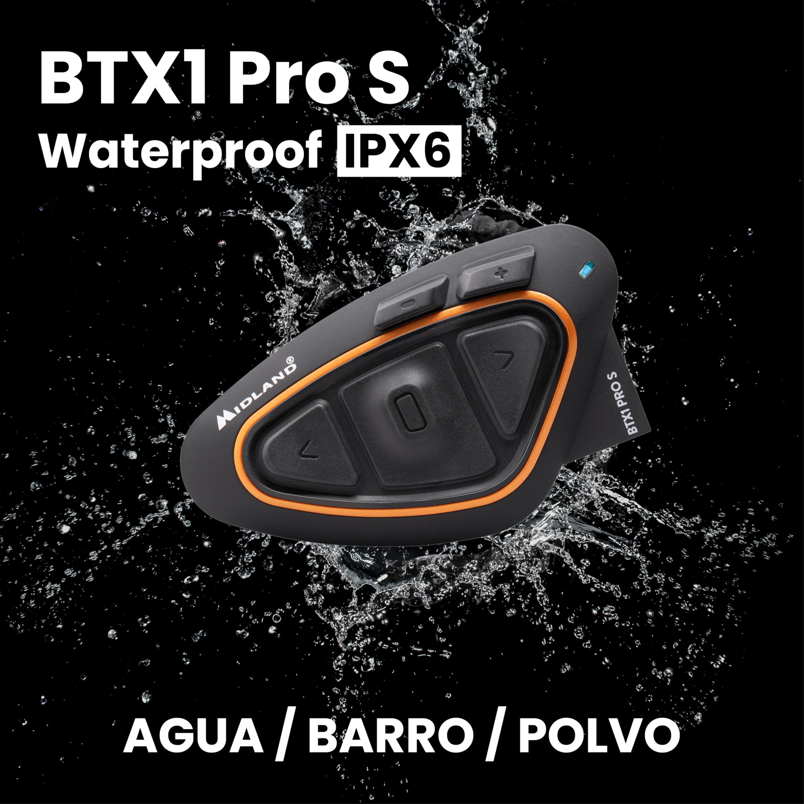 Midland - Intercomunicador Casco Moto Bluetooth Par de BTX1 Pro S Twin, Auriculares Moto Inalámbricos Bluetooth Impermeables IPX6 con Cobertura 800m - Batería 23H, Cancelación Ruido, Radio FM vía App