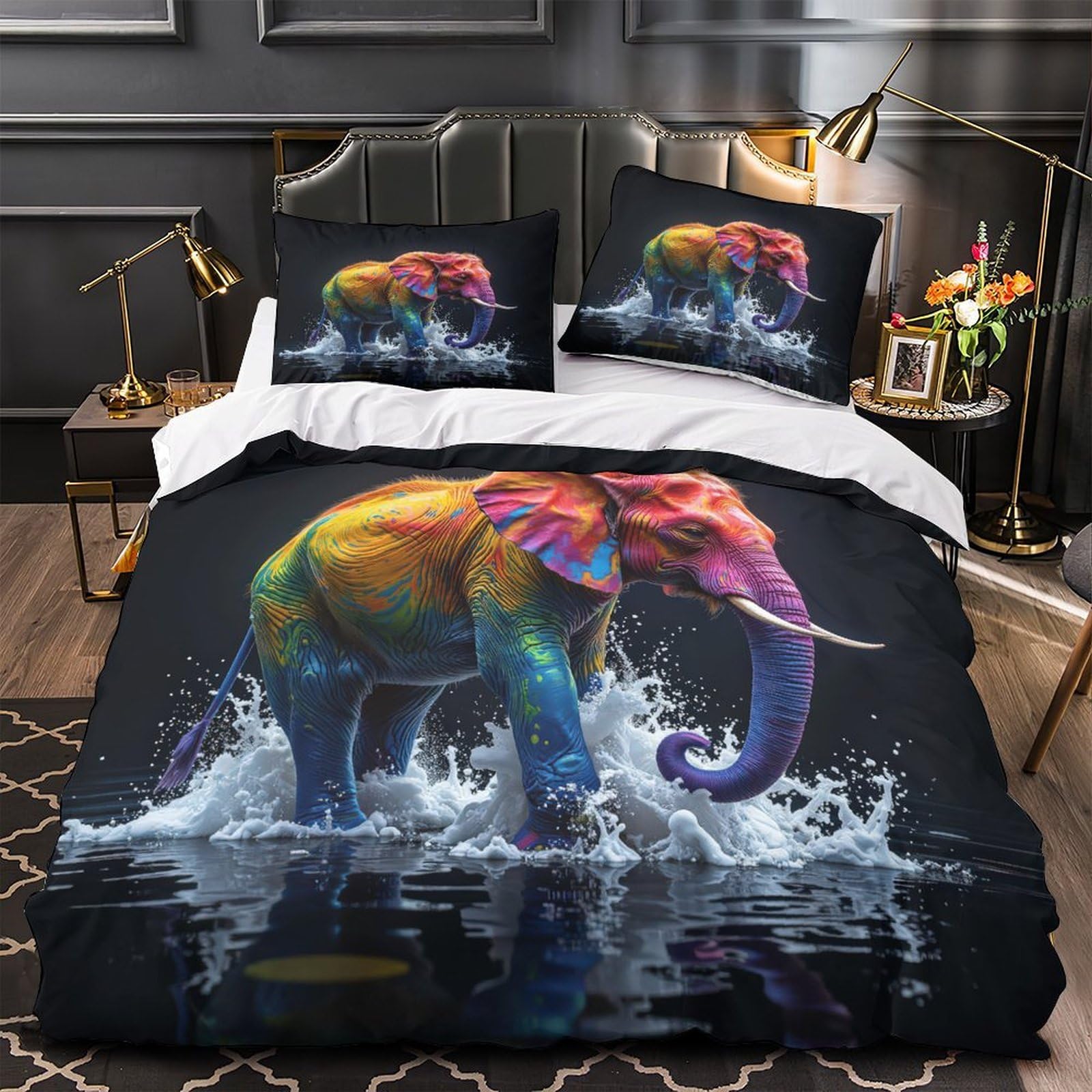 Housse de couette imprimé 3D super king 260x220 confortable