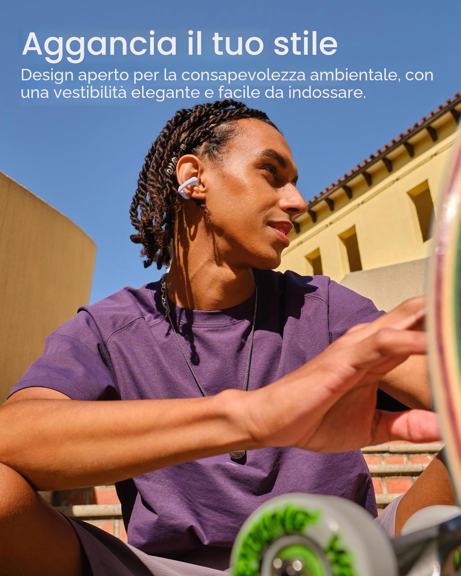 SHOKZ OpenDots Air cuffie open-ear clip-on, ultraleggere 6,3 g - Nero | bassi profondi, vestibilità sicura, 36 h di riproduzione, Bluetooth 6.1, riduzione rumore AI, IP55