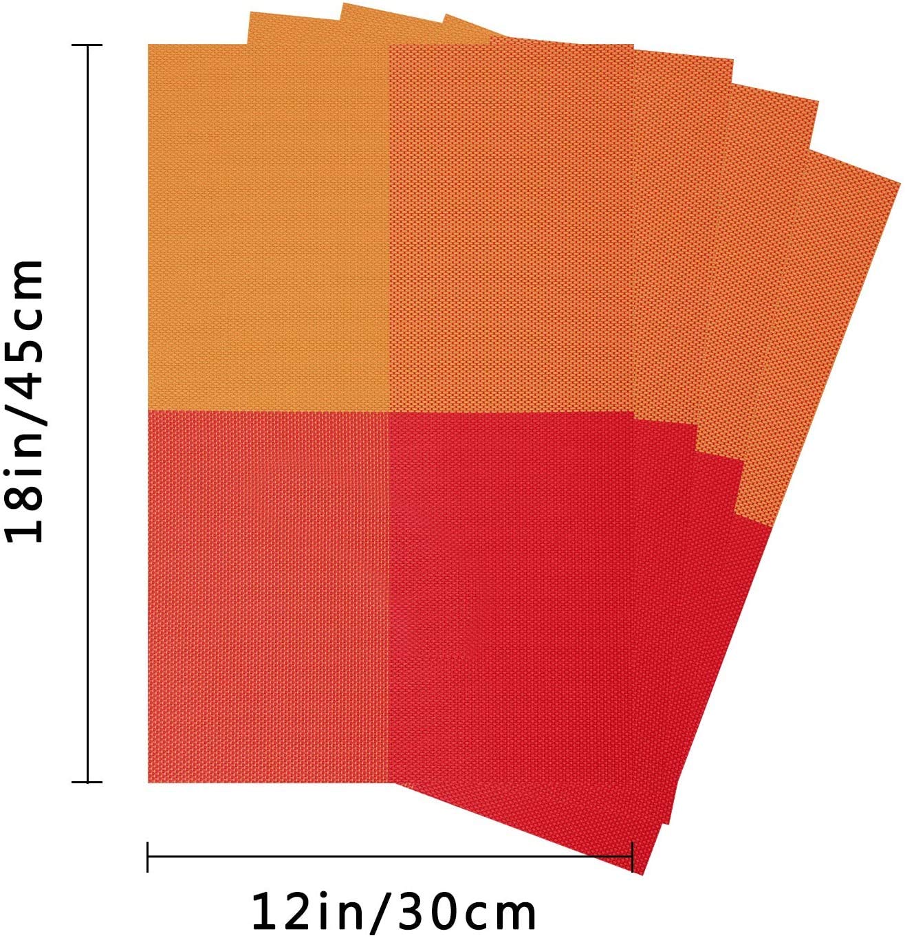 Non-Slip Washable PVC Heat Resistant Table Mats/Placemats Set of 6 (Orange) — Amazon image 6