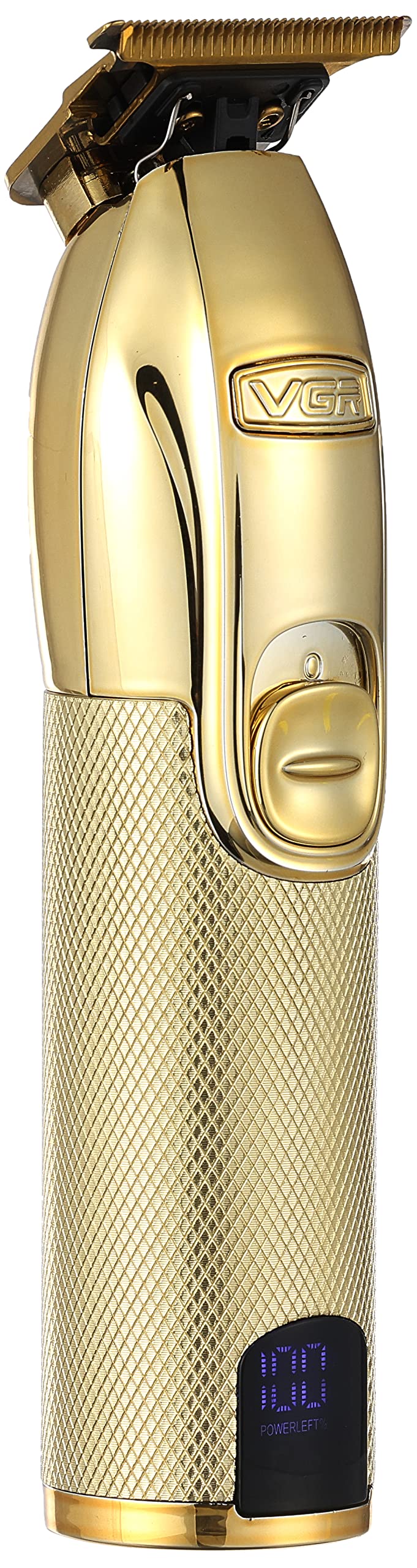 Front view of the VGR V900 Professional Grooming Kit, showing the gold-colored trimmer with a textured grip and VGR logo.