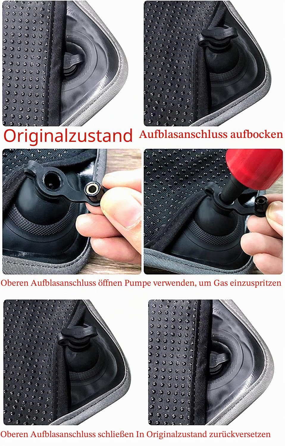 Druckentlastung aufblasbares Luftsitzkissen Motorrad Sitzkissen Luftkissen Motorrad USB Wasser Gefülltes Sitzkissen mit 5V Wasserpumpe (38 X 35 cm für Fahrer)