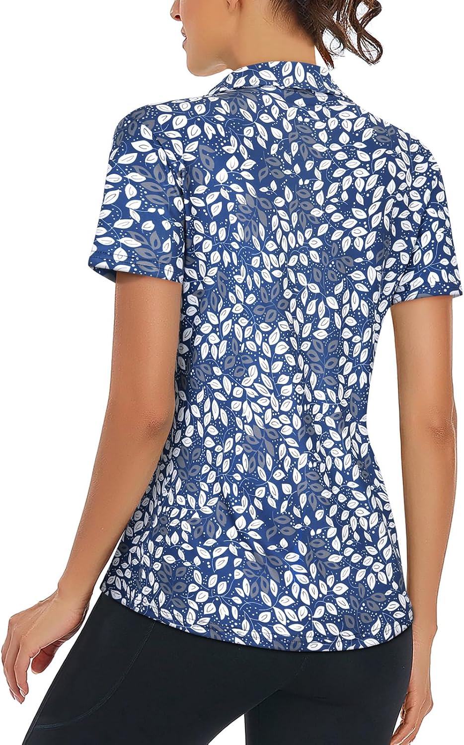 LURANEE Women's Short Sleeve Golf Shirt UPF 50+Zip Up Quick Dry Tennis Polo Workout Tops Slit Zipper at Hem - Image 3