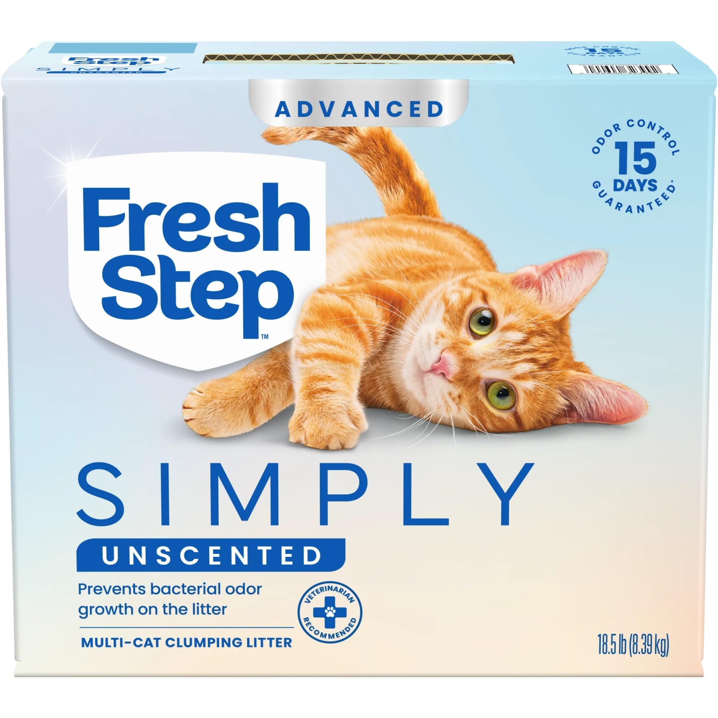 Advanced Simply Unscented Clumping Litter, Fresh Step Unscented Cat Litter Fights Odor on Contact, 18.5 lb. Box