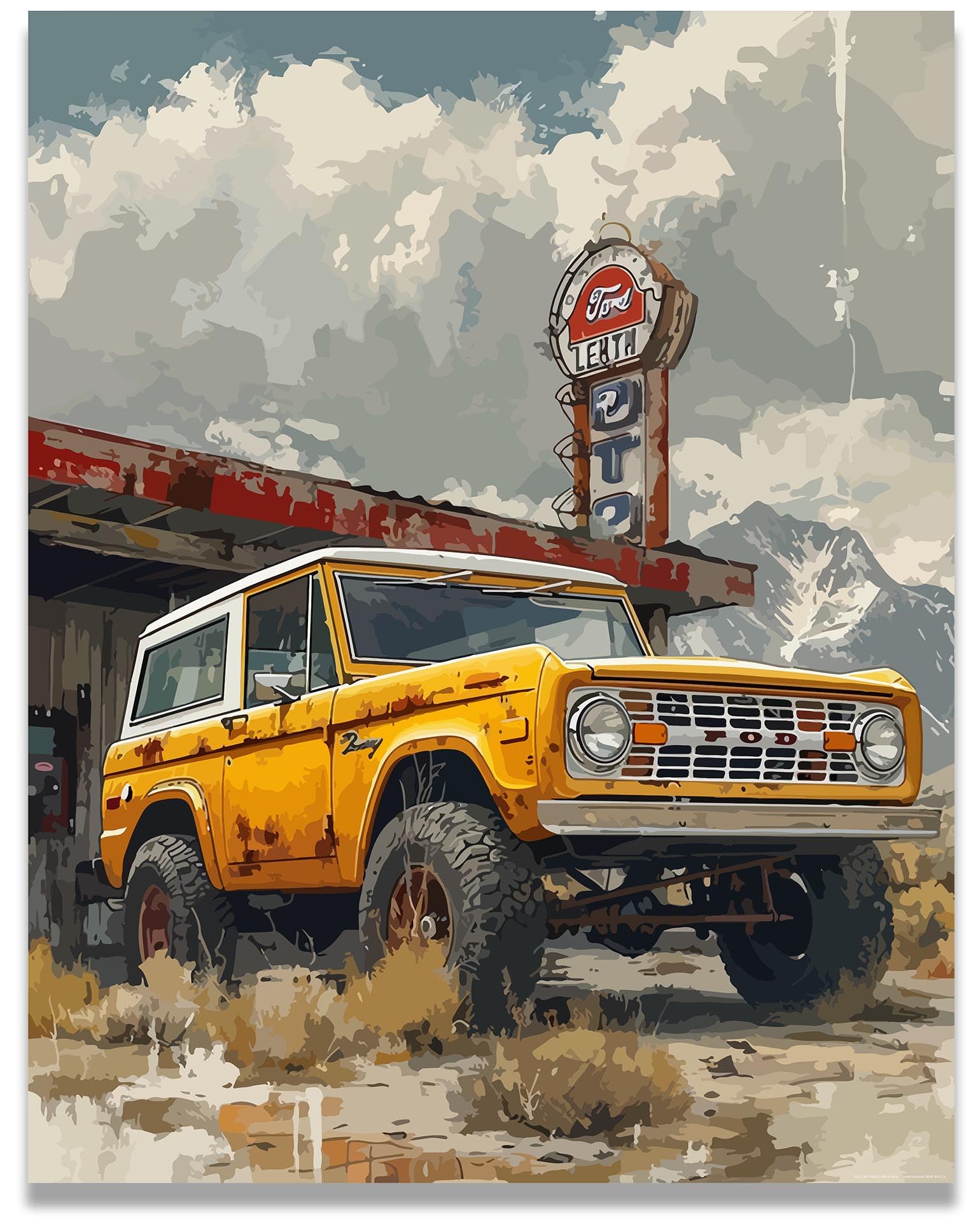 Inspirational Wall Art Co. - Classic | 1967 Bronco Poster - Car Posters for Boys Room - Car Wall Decor - Car Room Decor - Car Posters for Men | 11x14 Inches Unframed