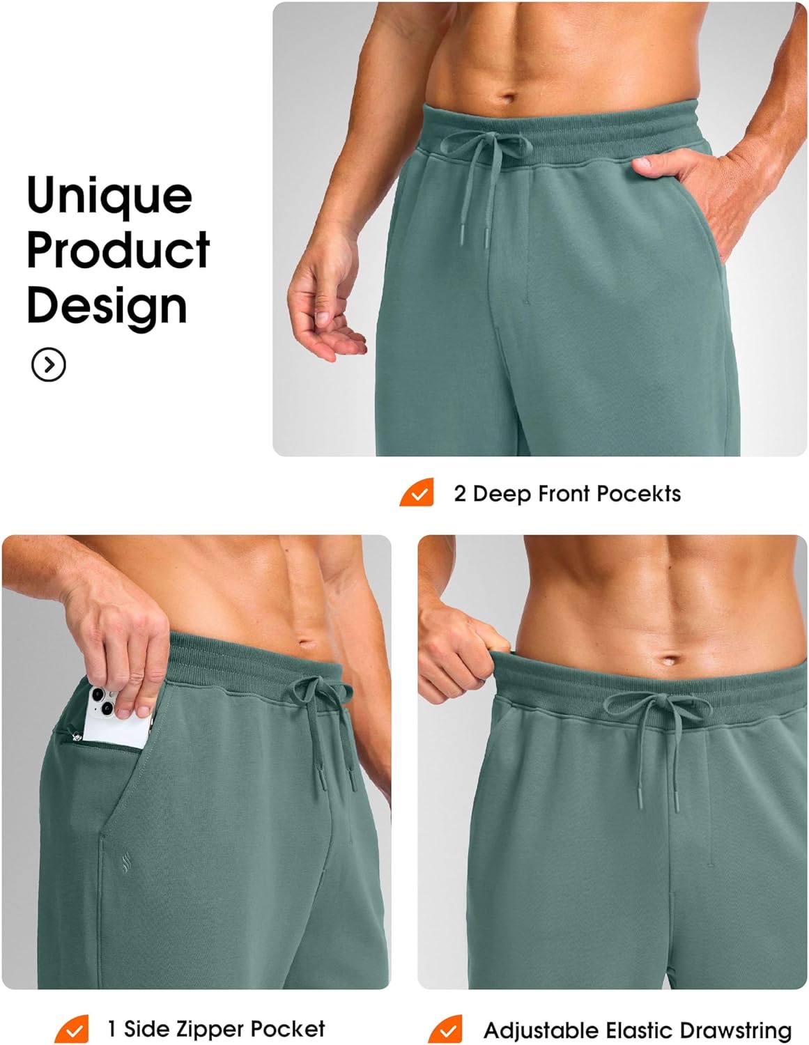 Soothfeel Men's Fleece Sweatpants Cotton Open Bottom Straight Leg Baggy Winter Warm Pants Sweatpants - Image 5