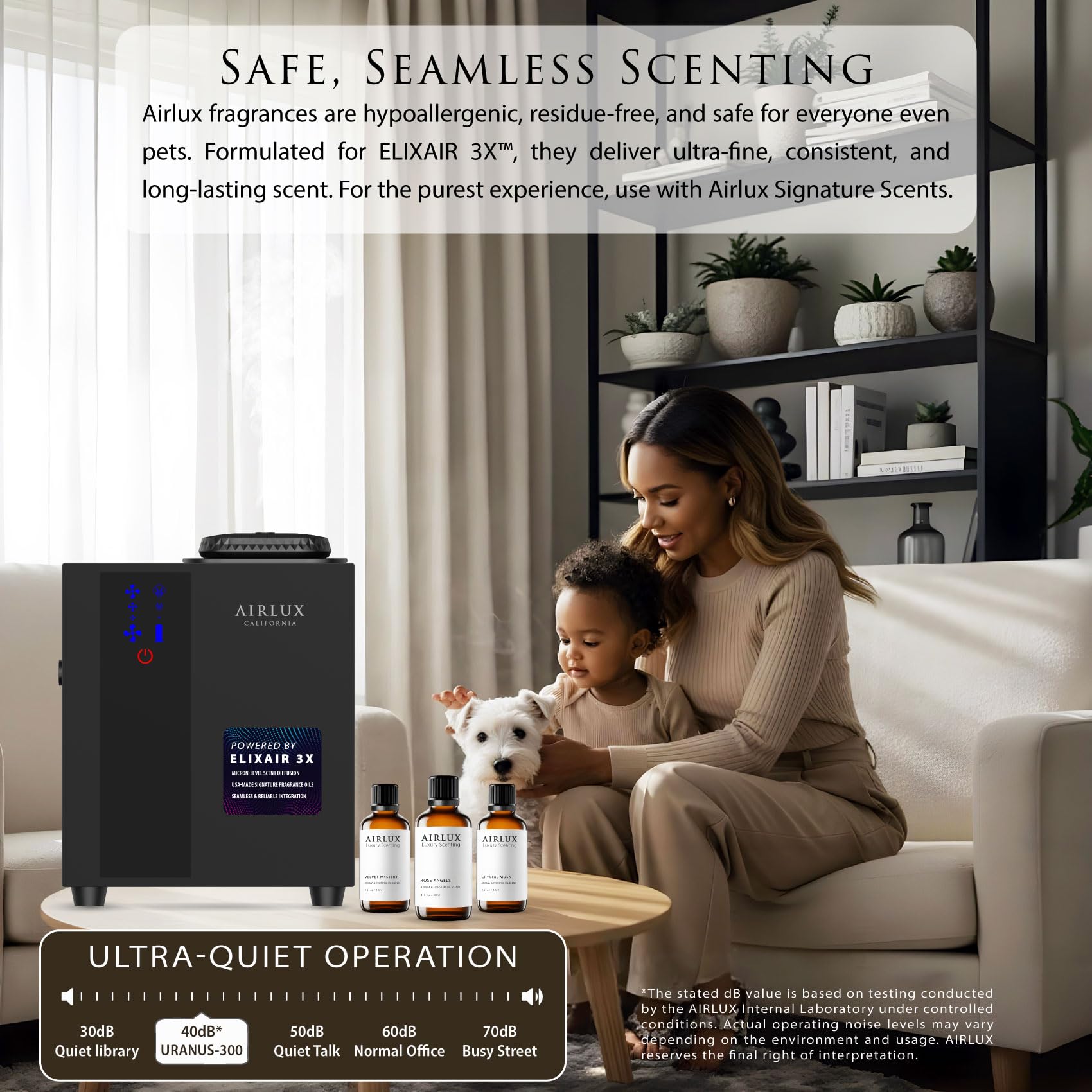 Airlux Uranus 500 – Machine à air parfumé intelligent pour maison, hôtel – Diffuseur de parfum avec air froid Elixair 3X Tech 200 ml, couvre jusqu'à 1800 m², diffuseur d'huile sans eau pour maison