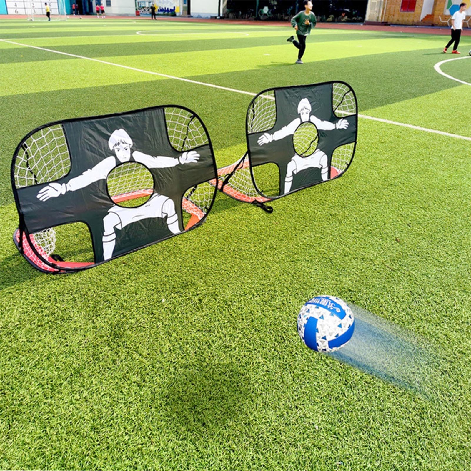 Porta da calcio per bambini, 120 x 80 x 80 cm, porta da calcio pieghevole e pieghevole, porta da calcio in tessuto Oxford impermeabile, set per esercizi da cortile, attrezzatura da tiro, controllo