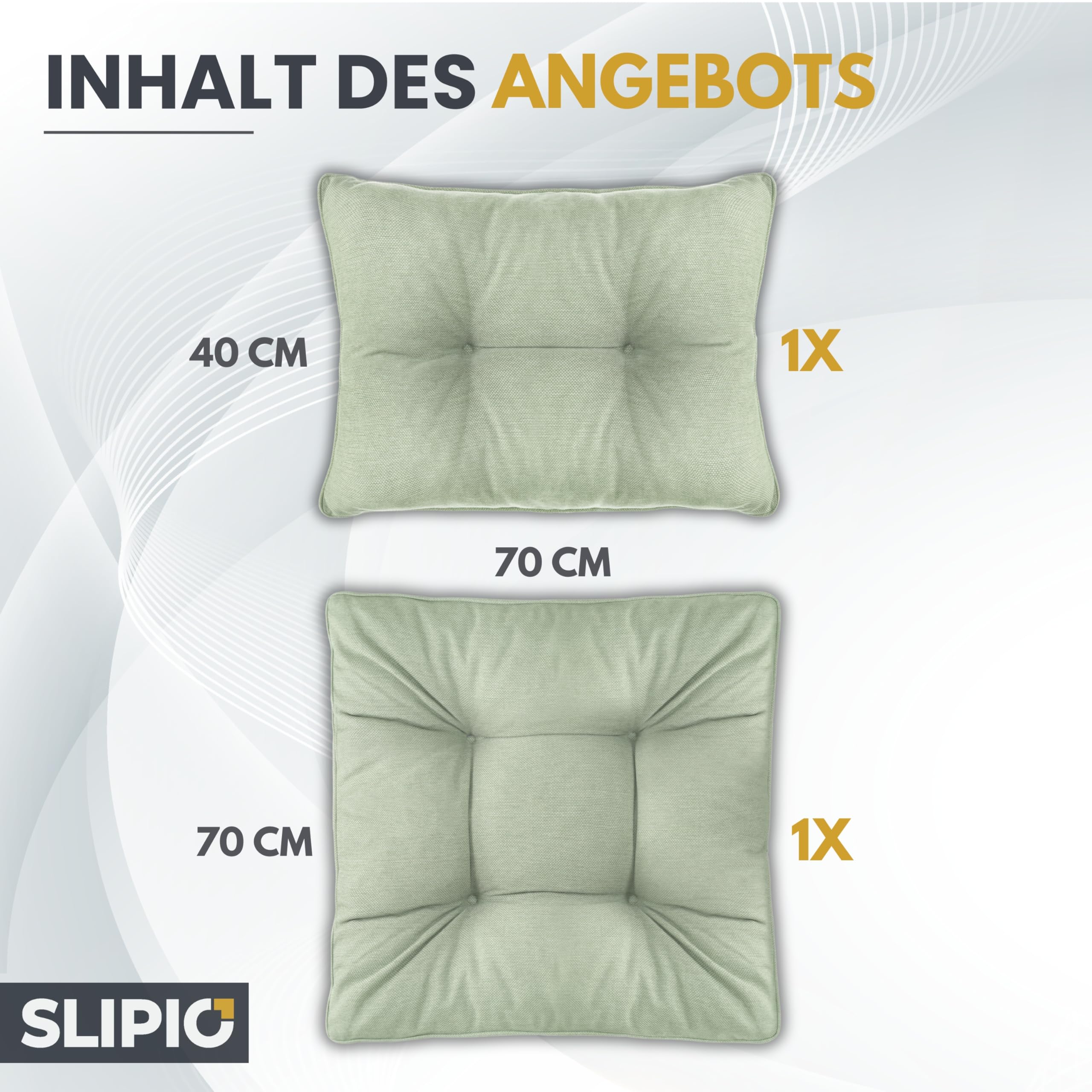 Coussins d'extérieur pour meubles de jardin - Coussins d'assise imperméables - 70 x 70 cm et coussins de dossier 70 x 40 cm - Pour chaises de jardin - Rembourrage haut - Rembourrage Pro+
