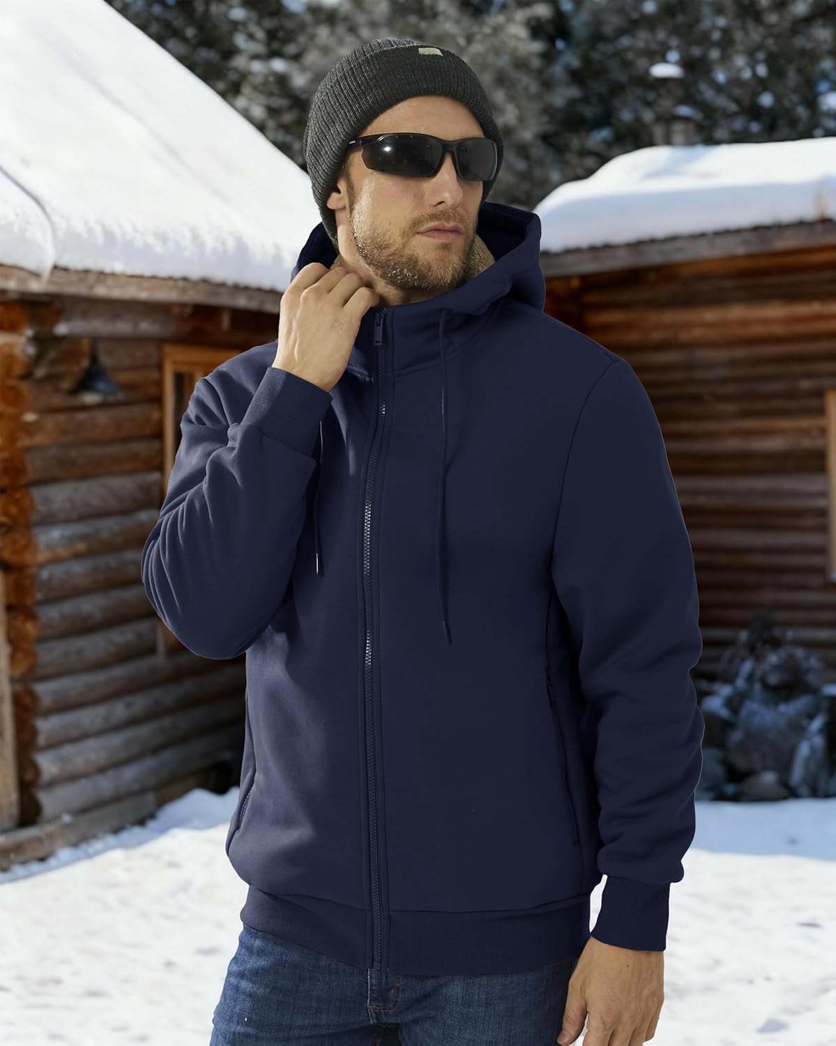 Boladeci Men's Sherpa Lined Hoodie Jacket Winter Warm Heavy Weight Zip Up Hooded Sweatshirt Thick Fleece Coats - Image 2