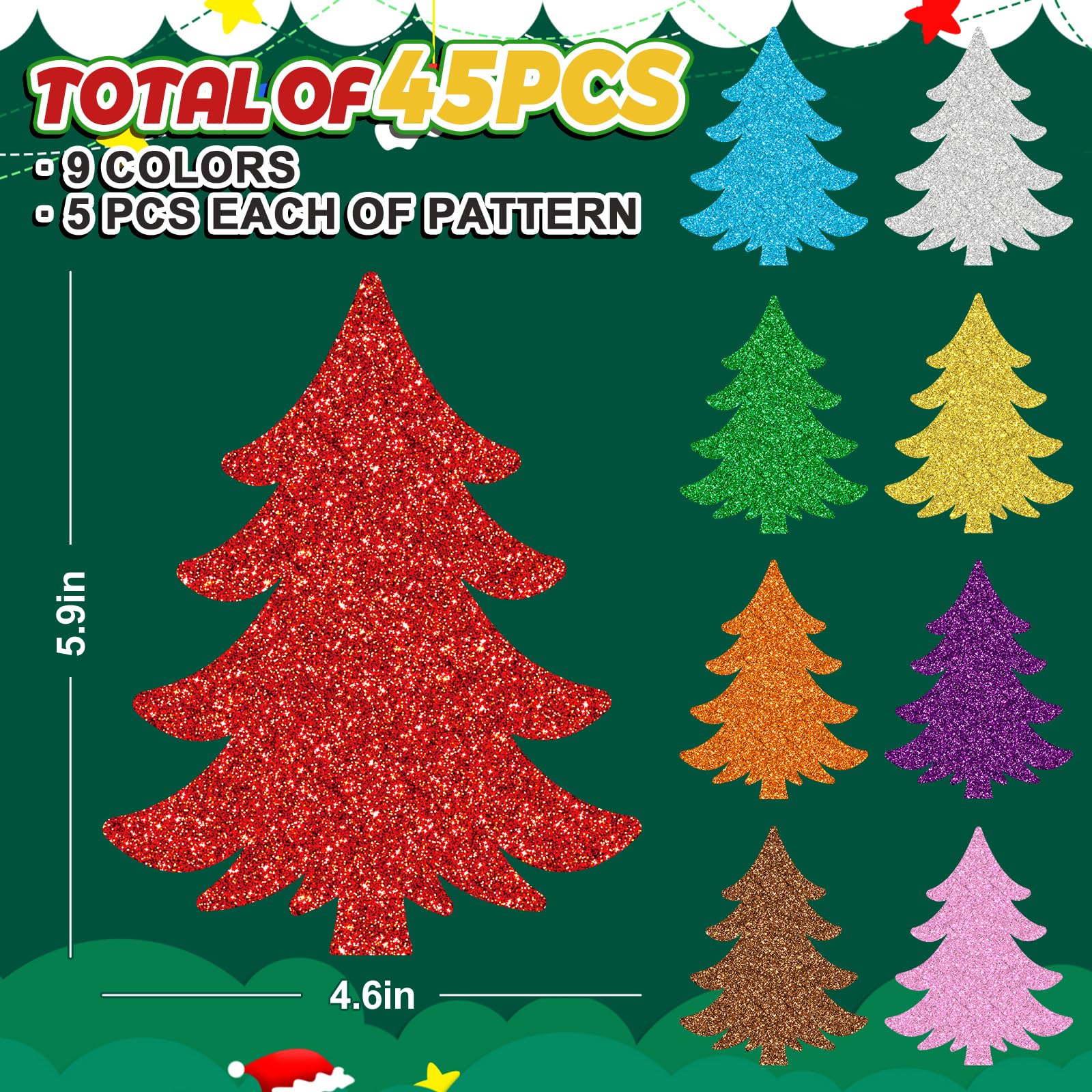 amazon-com-whaline-45pcs-christmas-tree-cutouts-glitter-pine-tree-shape-paper-cut-outs-xmas-colorful-bulletin-board-decor-with-100pcs-glue-points-for-diy-crafts-party-home-classroom-office-products
