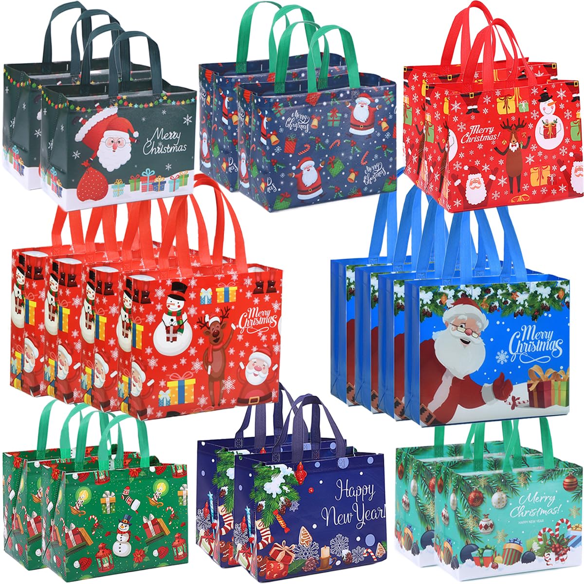 WOOPKER Christmas Gift Bags,Christmas Tote Bags with Handles, Christmas