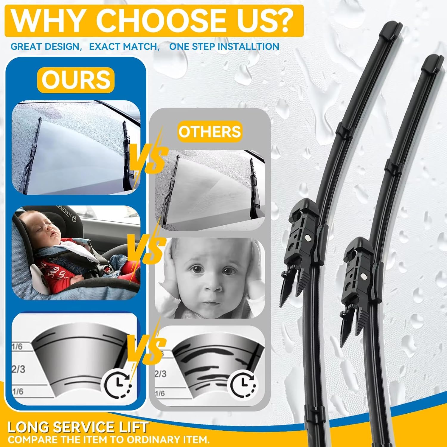 Windshield wiper blades for Toyota Tundra 2007-2020 26"+23" Quiet front Wiper Blades Replacement for all-season
