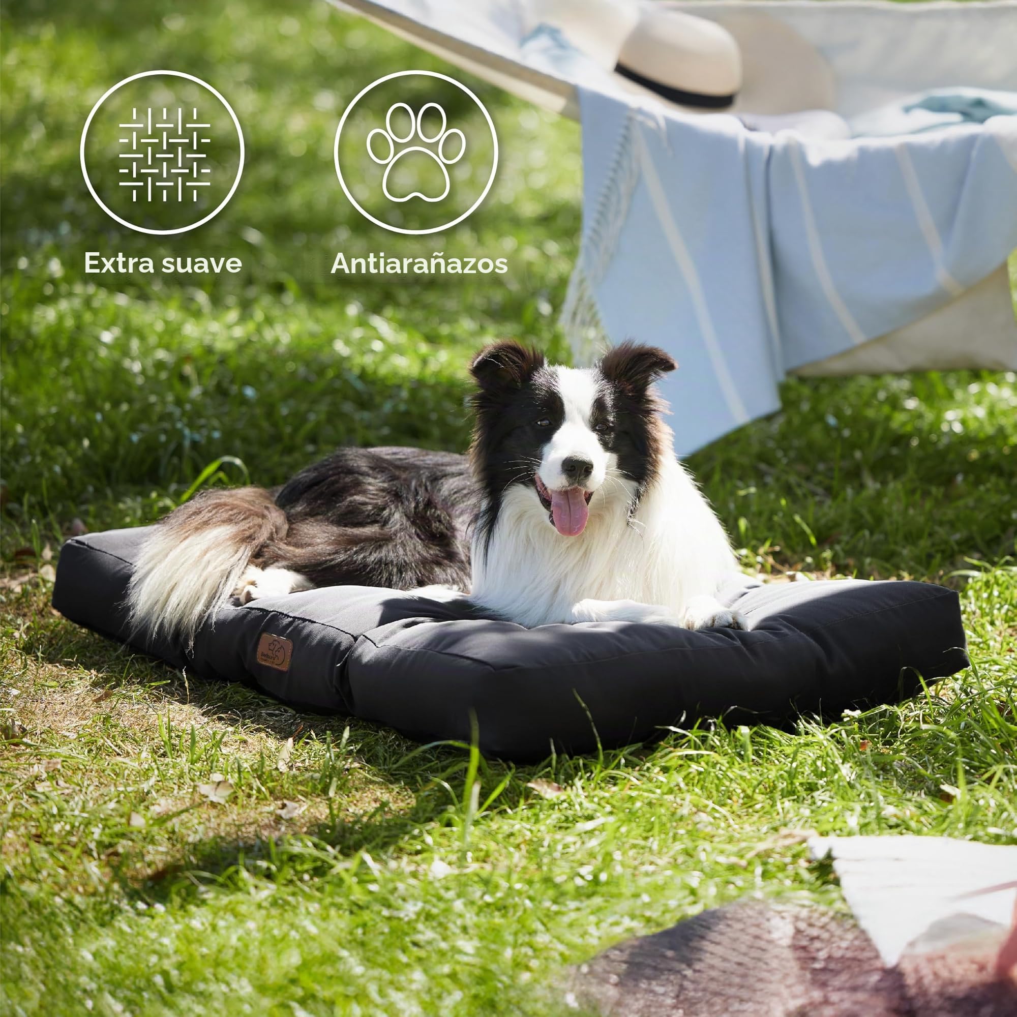 Bedsure Cama Perro Lavable Grande, 91x68x9 cm Negro