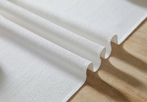 Miniatura 6 de ZeeMart Camino de mesa blanco de 72 pulgadas de largo, camino de mesa rústico de arpillera estilo lino, camino de mesa de comedor tejido bohemio, 13