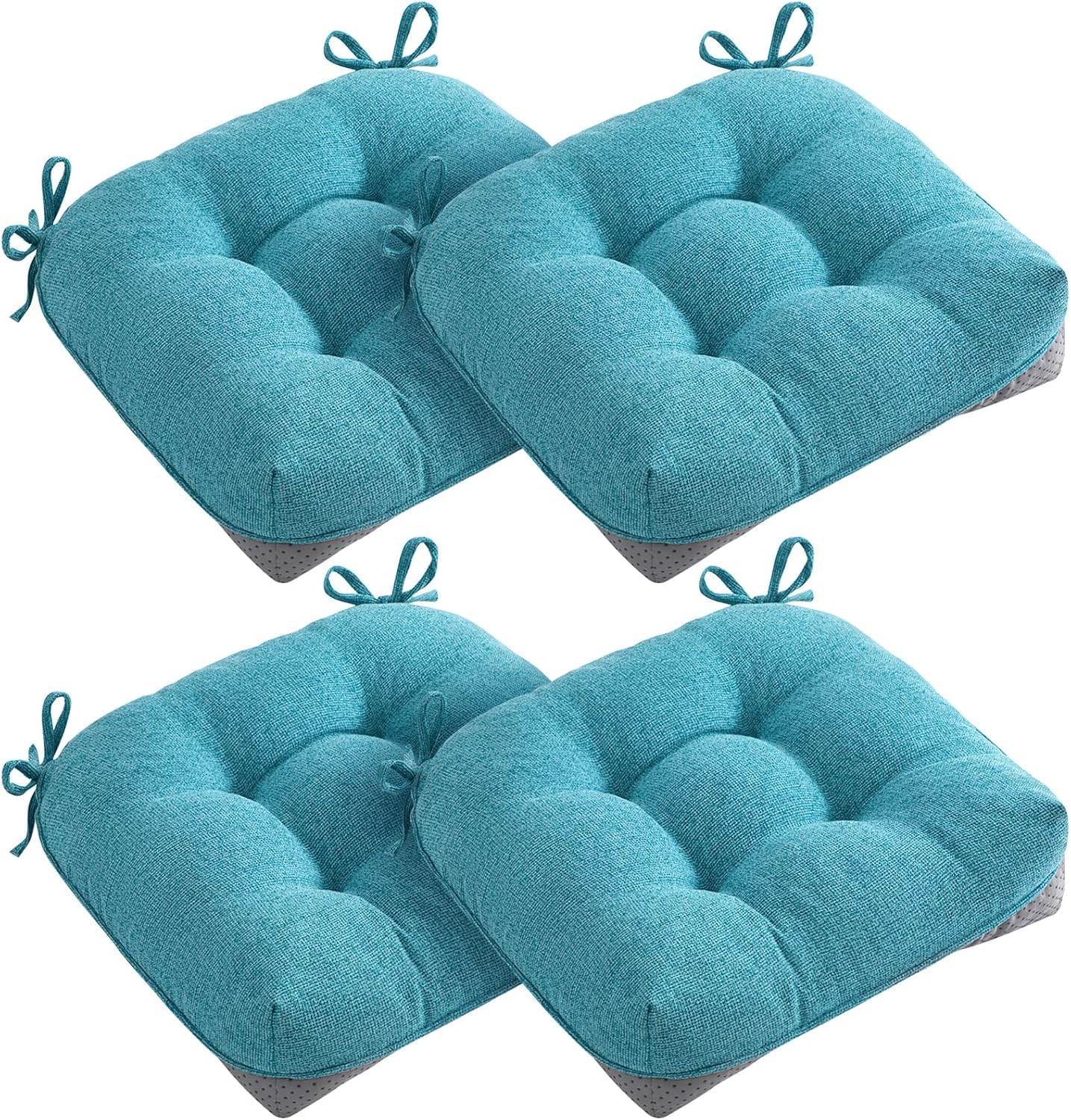 Set of 4 Dining Chair Cushions - Thick Foam, Non-Slip for Kitchen