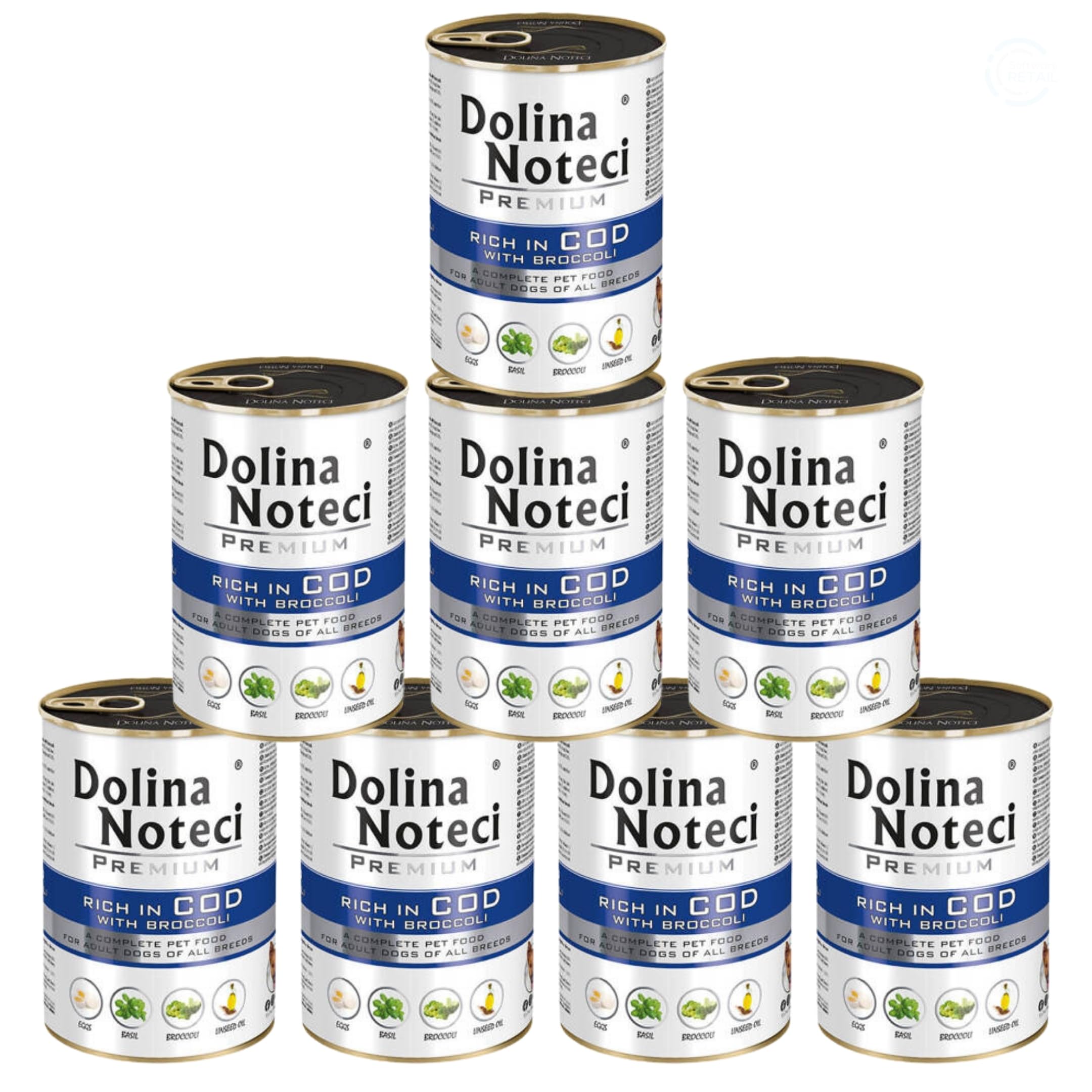 Dolina Noteci Premium Wet Dog Food, Cod with Broccoli, Gluten-Free (8x400g)