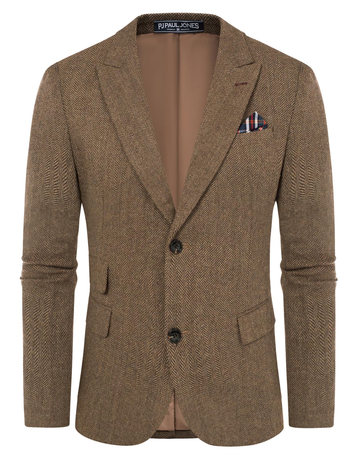 Men's Vintage Herringbone Tweed Blazers British Wool Blend Sport Coat Jacket