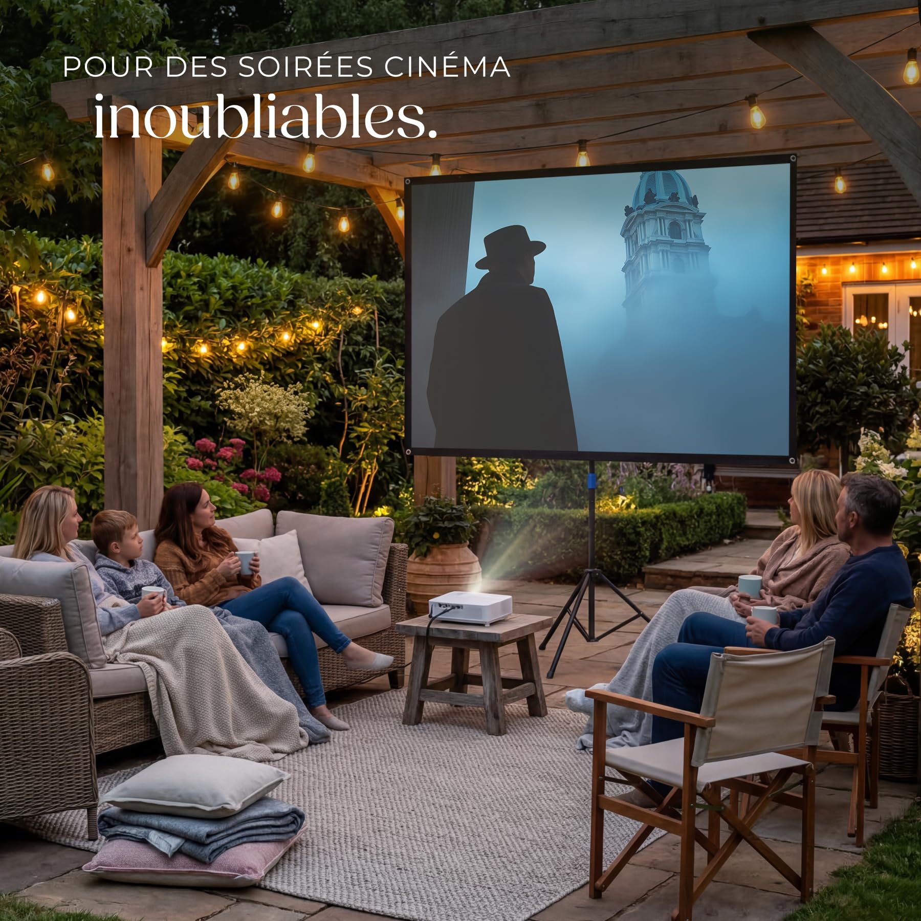 tectake® Écran de Projection portable avec trepied, 177x100 cm, Ecran videoprojecteur format 16:9, Toile videoprojecteur 4K, HD, Full HD, Ultra HD Ecran de Projection Toile projecteur Écran projecteur