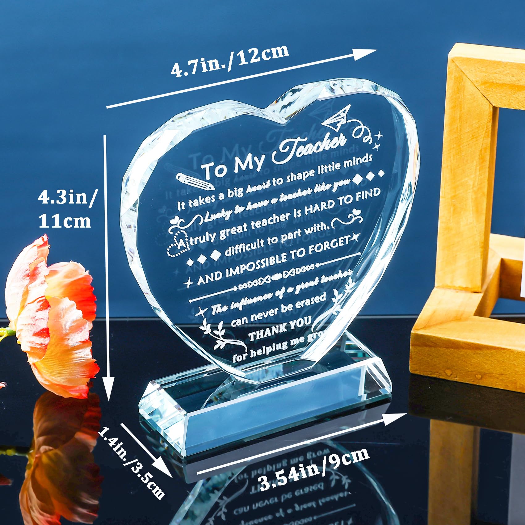 YWHL Teachers Gfts For Women Men, Glass Best Teacher Apprecaton Gfts From Student, Apple - View #6