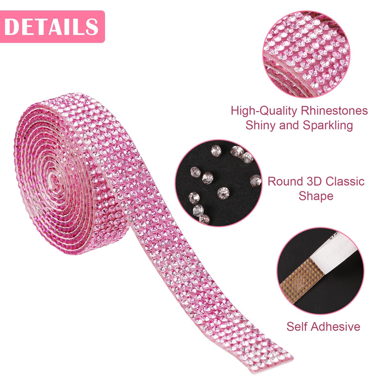 JVHLOV 10 Rotoli Nastro di Strass Autoadesivo – 1 Yarda x 4 File per Rotolo, Nastro Brillante in Cristallo per Fai da Te, Decorazioni, Telefono, Auto, Matrimoni, Feste, Regali (Colori Assortiti 1