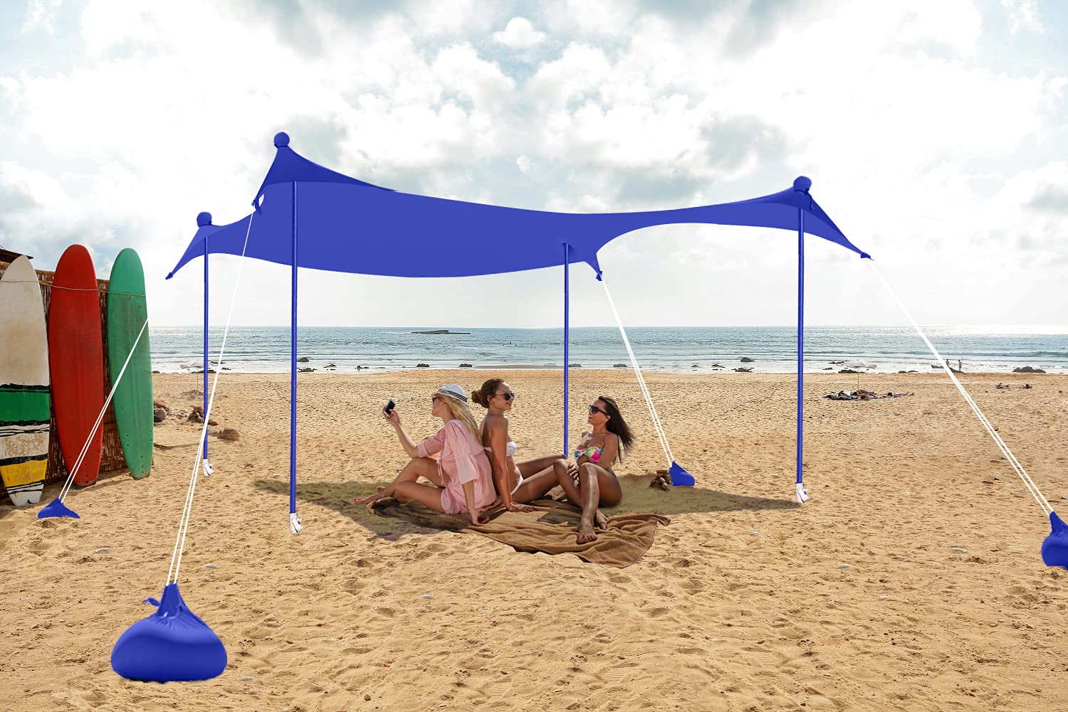 ABCCANOPYBeach Portable Sun Shelter for Beach, Camping Trips (10x9 FT, Blue)
