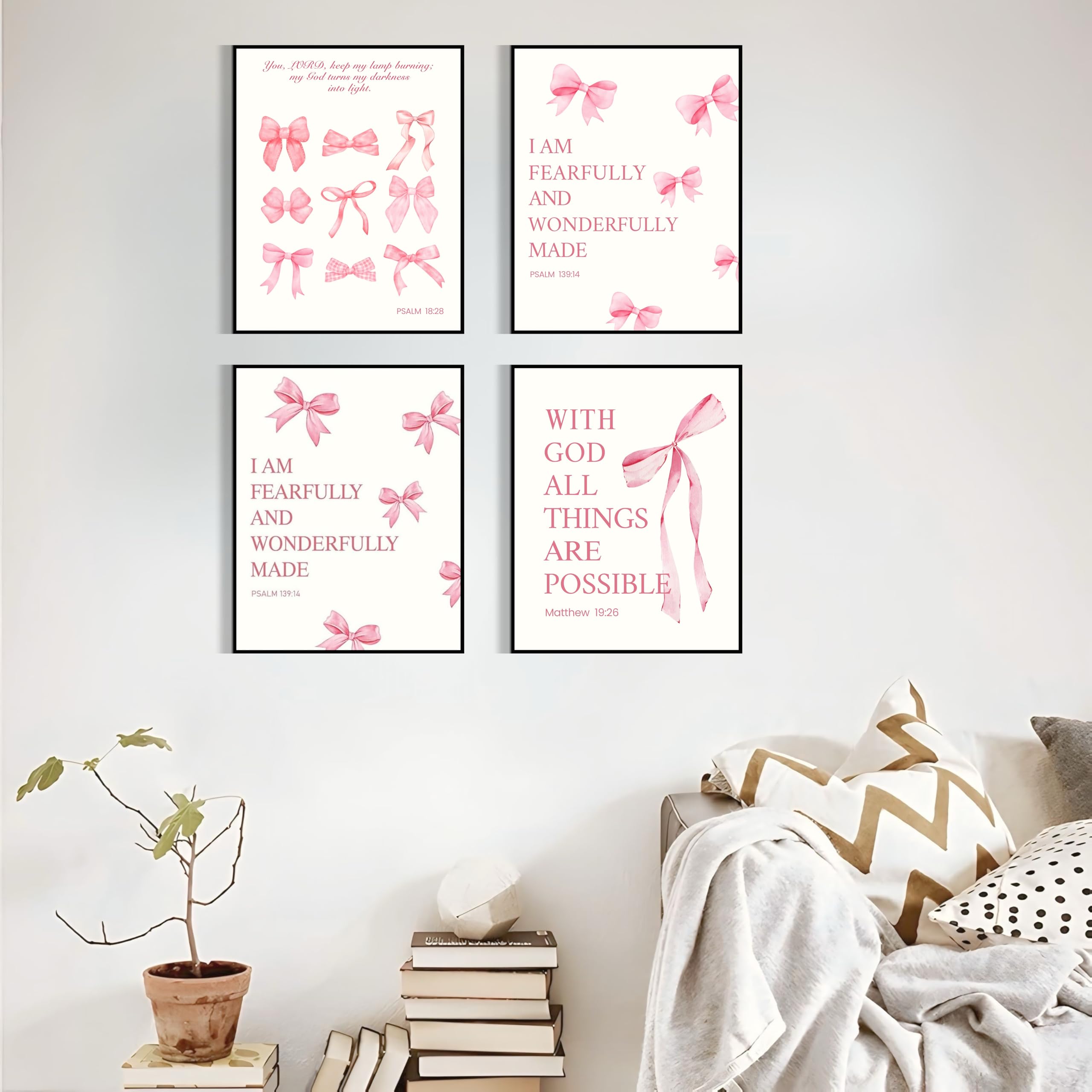 Coquette Pink Wall Art Set - 4 Prints FREE SHIPPING -5