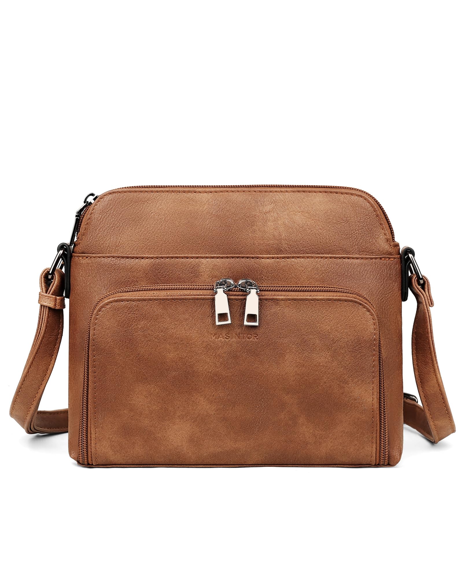 MASINTOR Crossbody Purse Bags for Women, Multi-Pocket Soft Leather Shoulder Purse with Tassel, Lightweight Travel Handbag