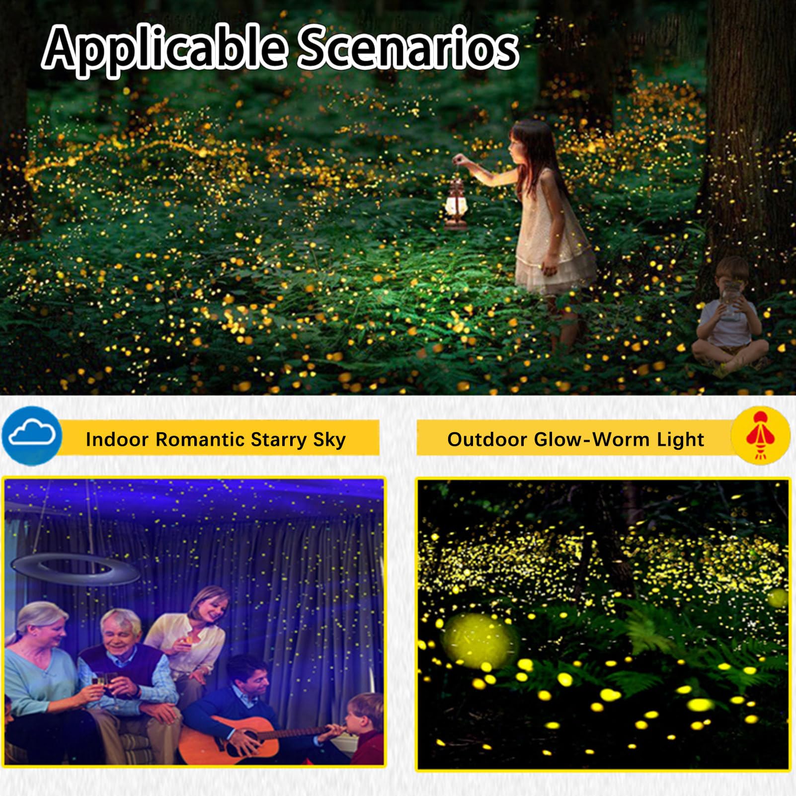Laser-Garten-Sternprojektorlicht, Glühwürmchen-Gartenlichter, rot-grün-Blauer 3-Farben-Wechsellaser, für Festival-Party-Dekor.