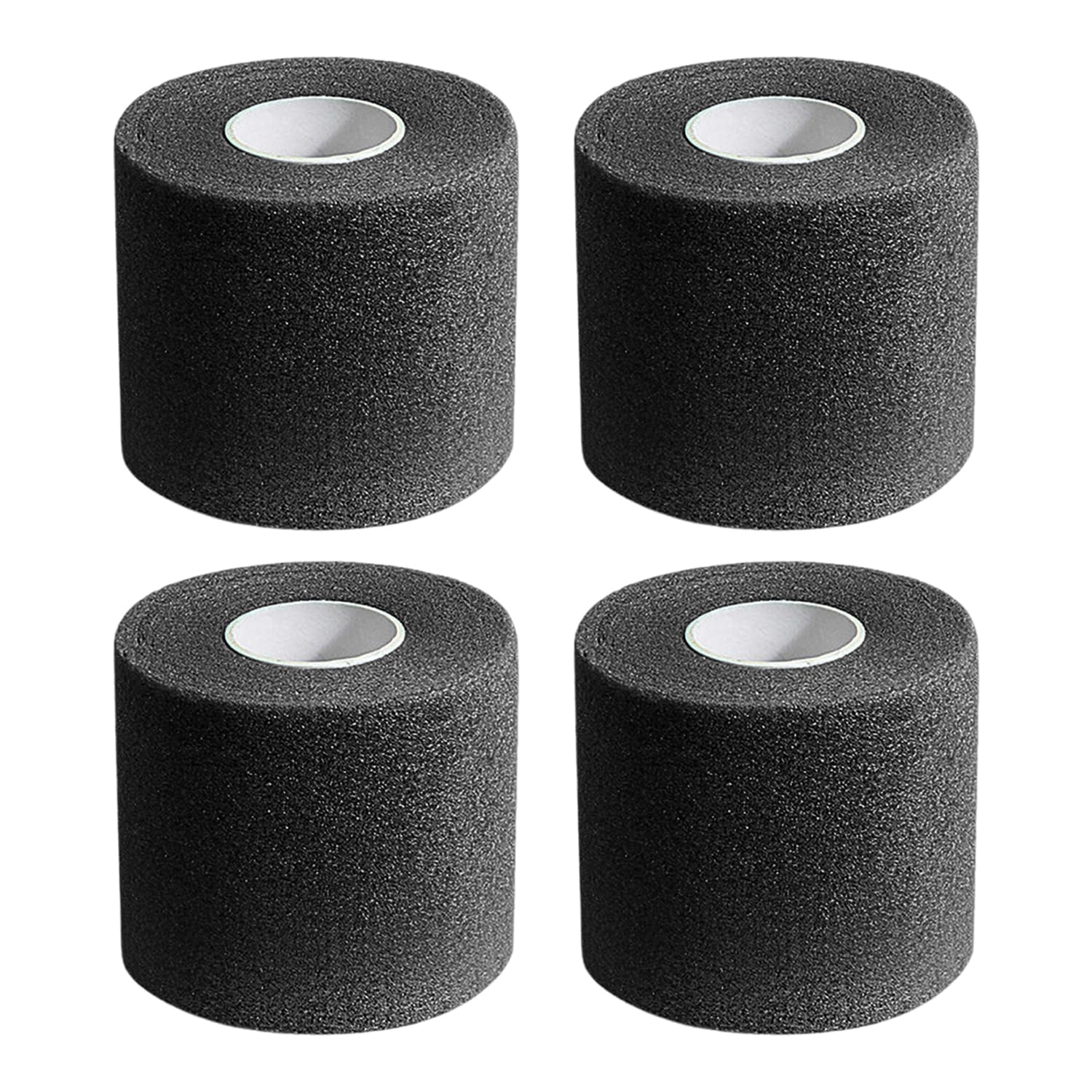 EOWVISN 4 Rolls Of Black Sports Shock Absorption Tape, Anti-Winding Badminton Racket Grip, Sponge Elastic Tape, Suitable For Wrists And Knees.